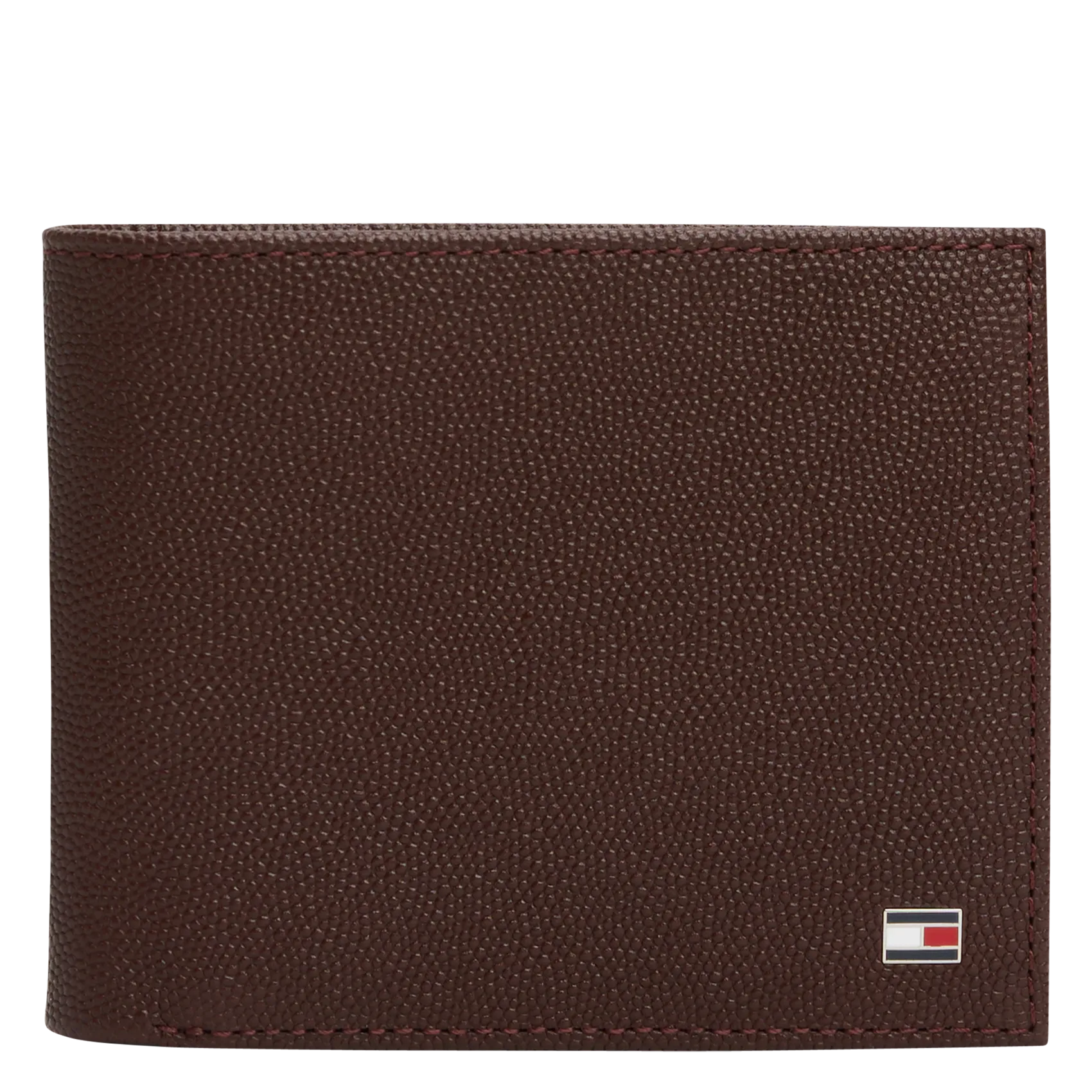 Portefeuille uni en cuir Marron
