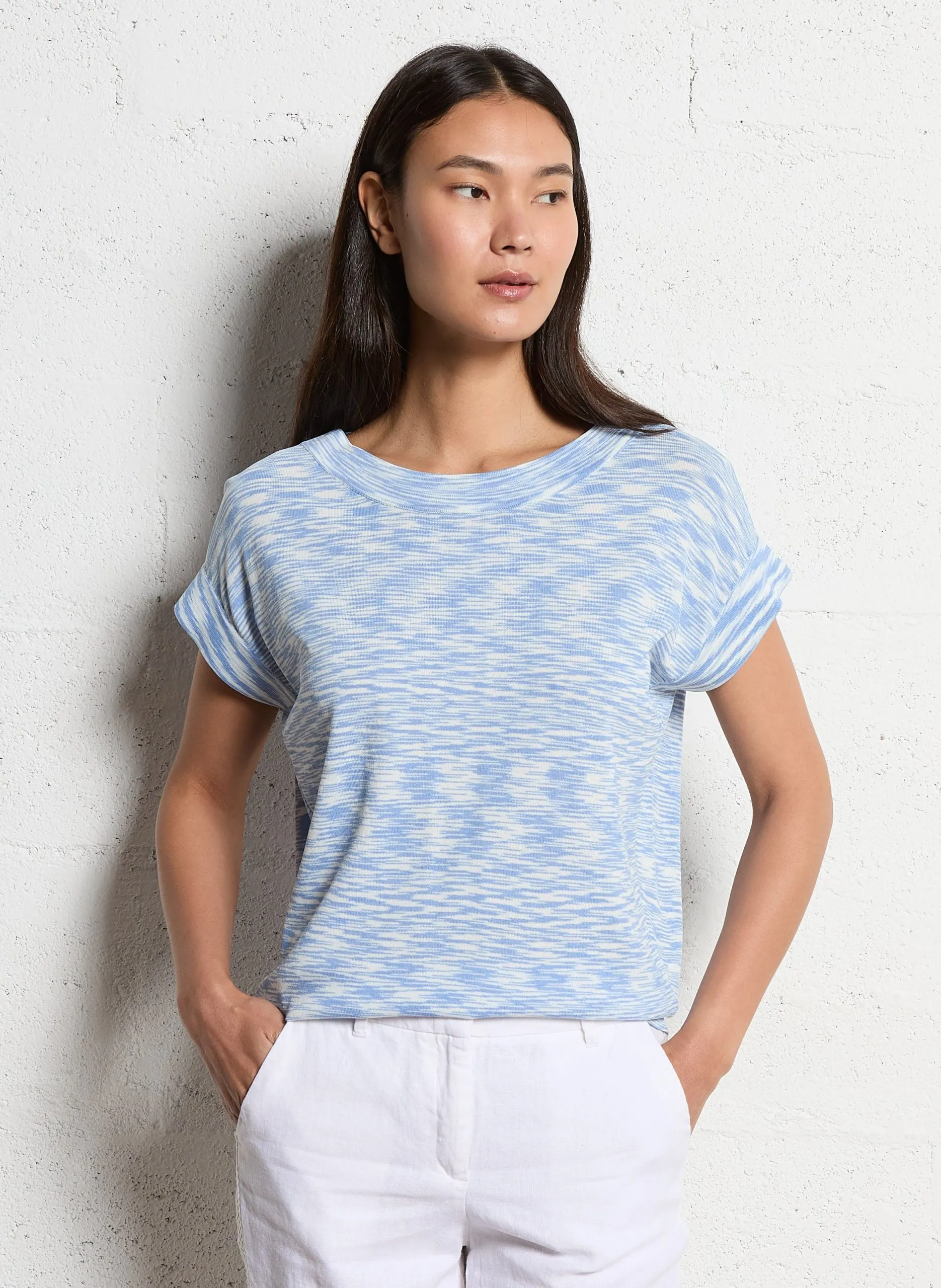 Tee-shirt manches courtes imprimé Bleu SUNNY