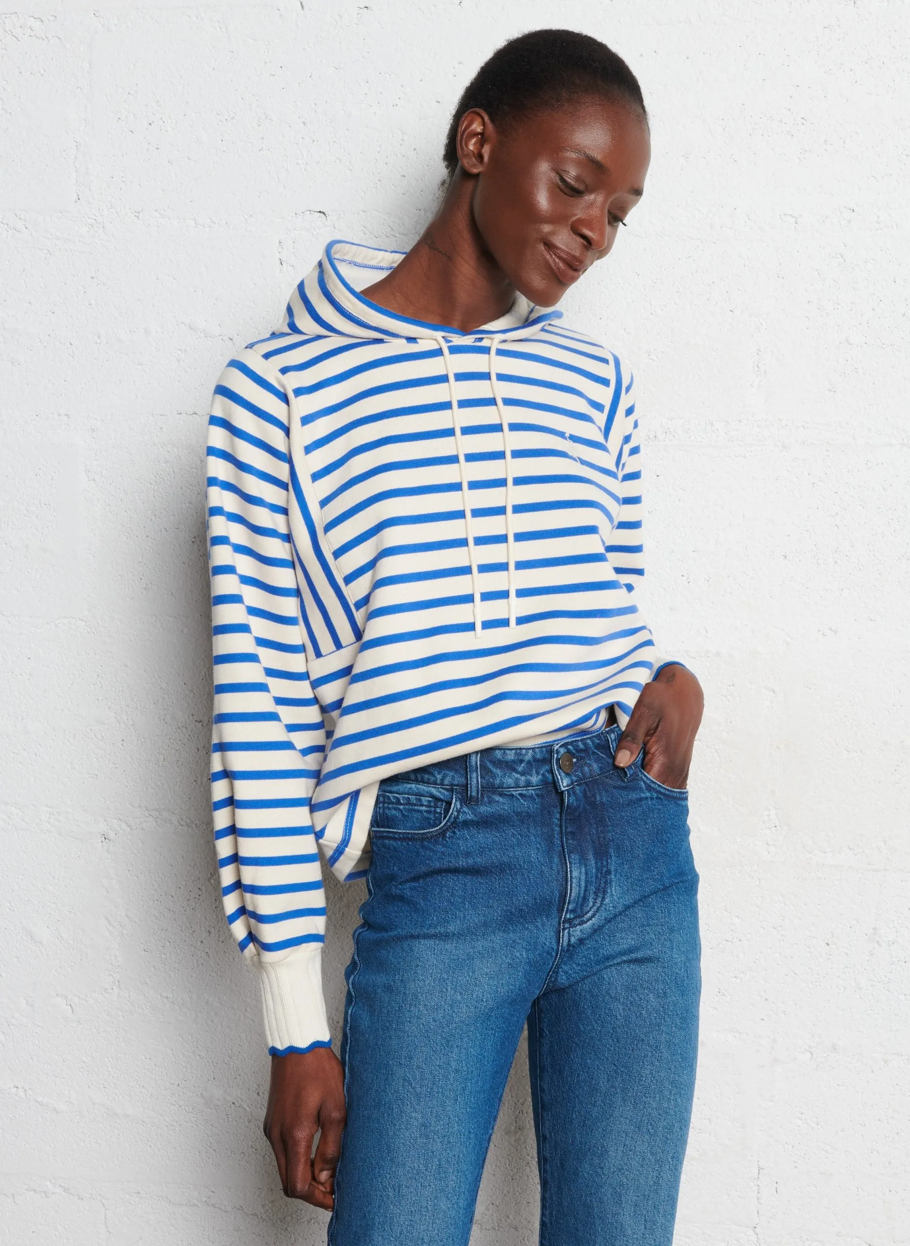 Sweat droit en coton Bleu MAT