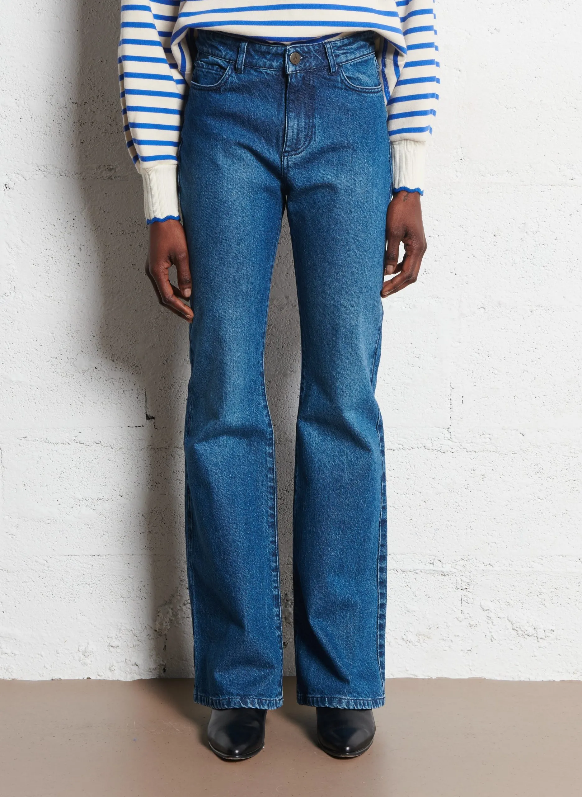 Jean évasé en coton mélangé Bleu LE LOLI