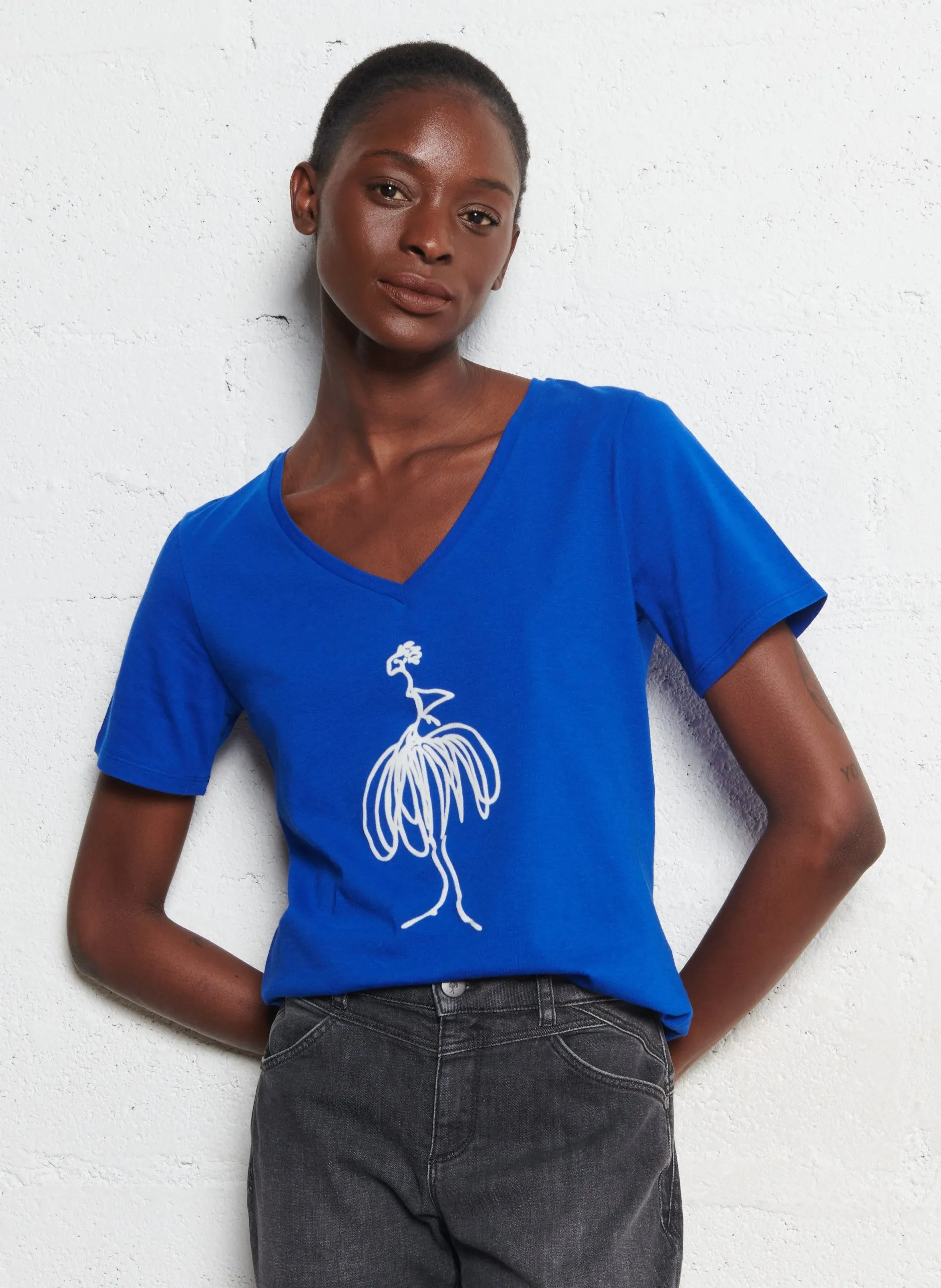 Tee-shirt droit en coton Bleu MADIAN