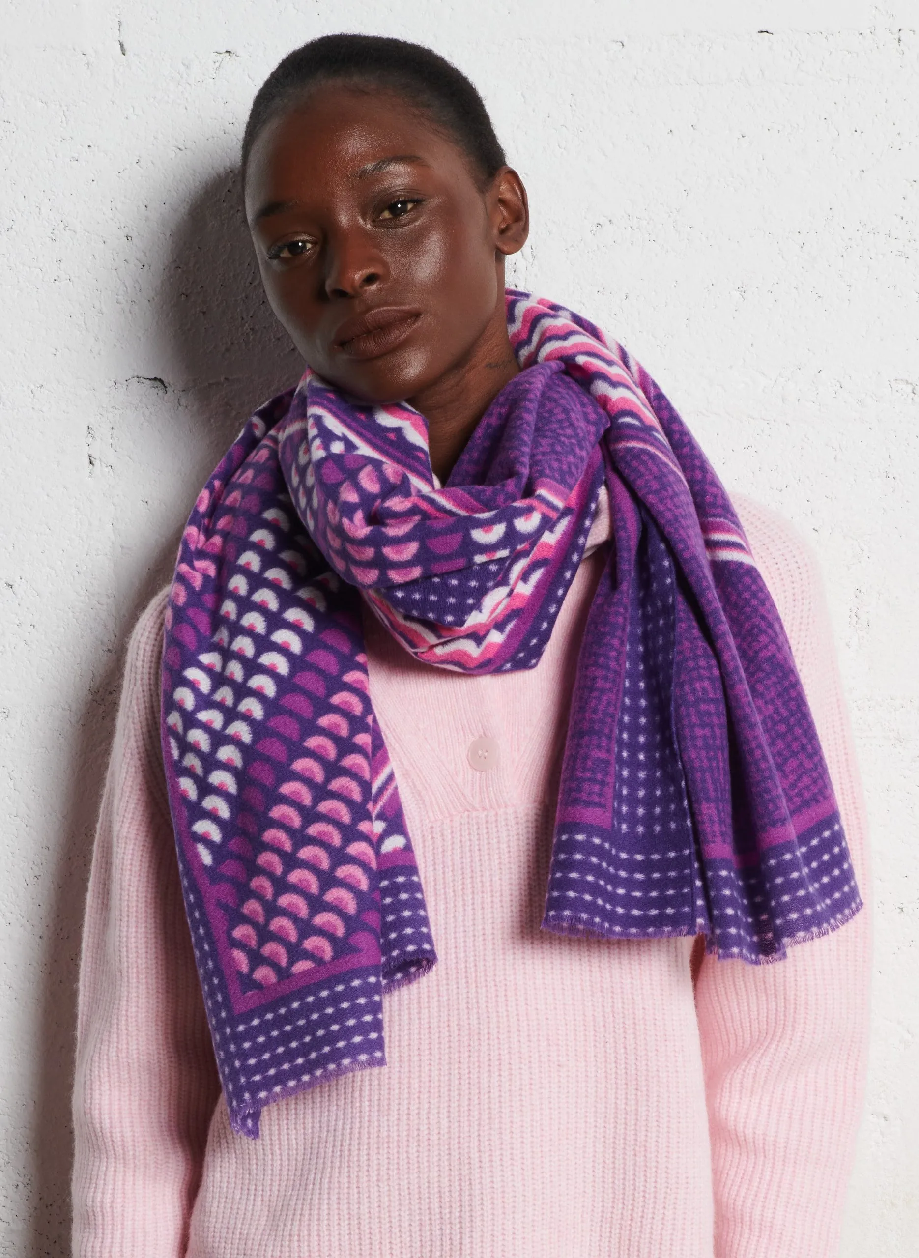 Echarpe imprimée Violet AZURA