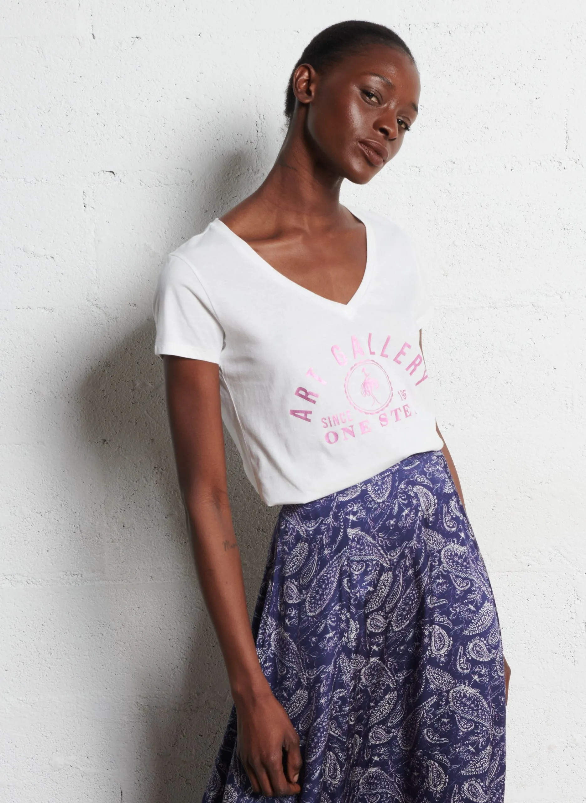 Tee-shirt droit en coton Blanc MARS