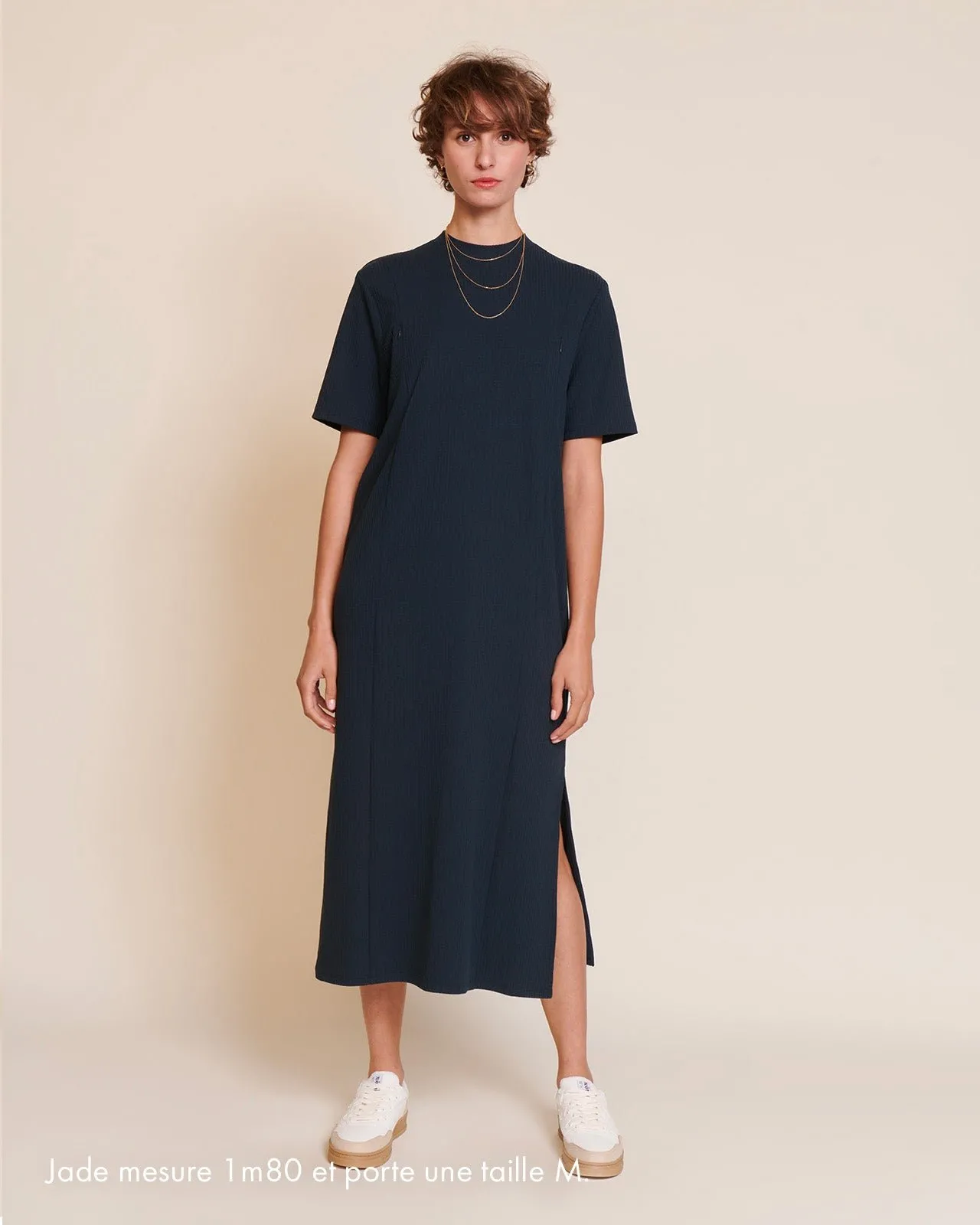 La robe roxane allaitement en lyocell côtelé Bleu