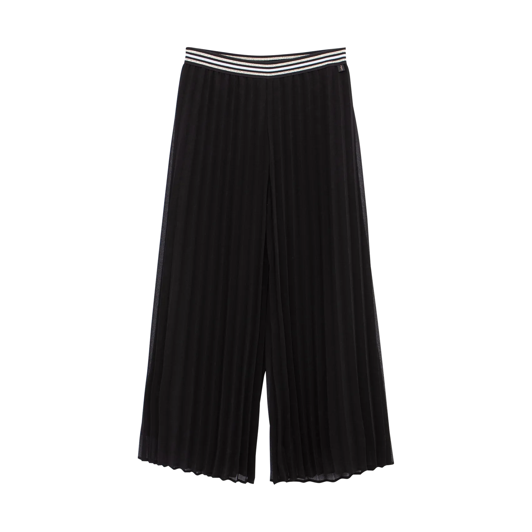 Pantalon large en voile plissée Noir