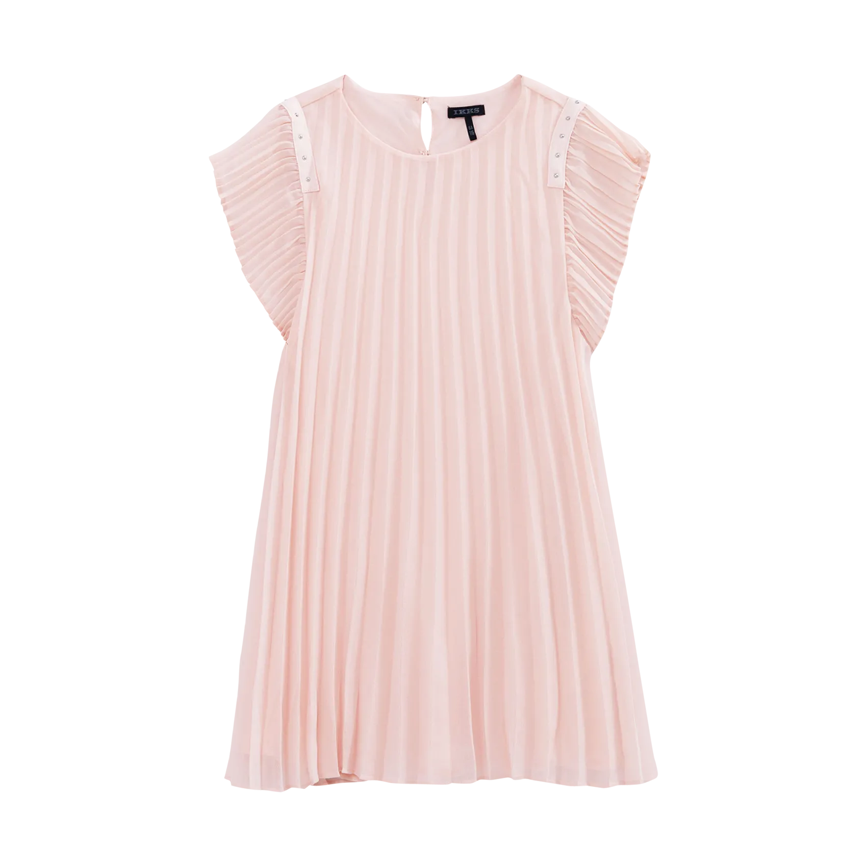 Robe col rond plissée Rose