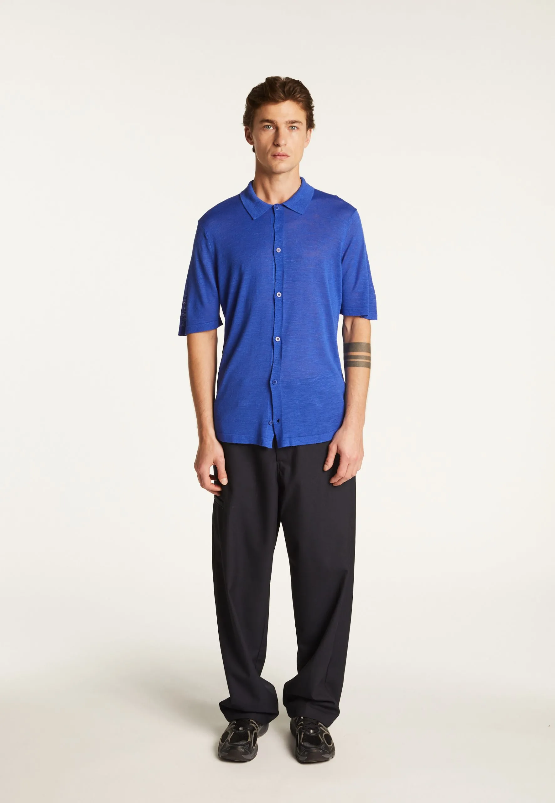 Chemise en laine mélangée Bleu MIRKO