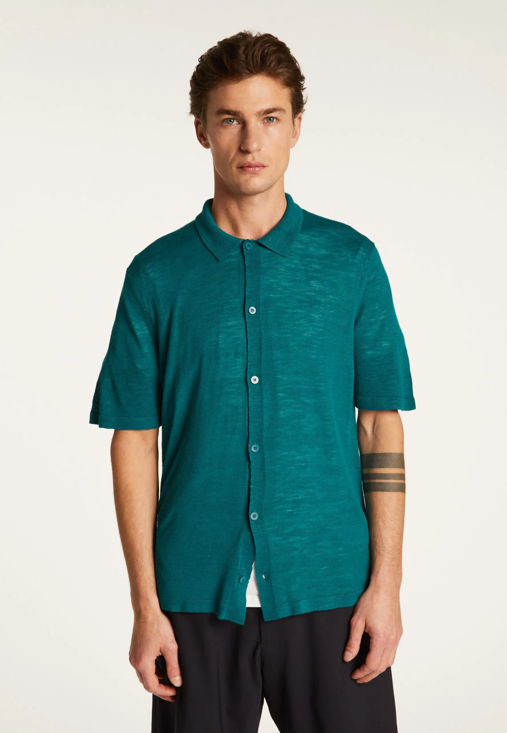 Chemise en laine mélangée Vert MIRKO