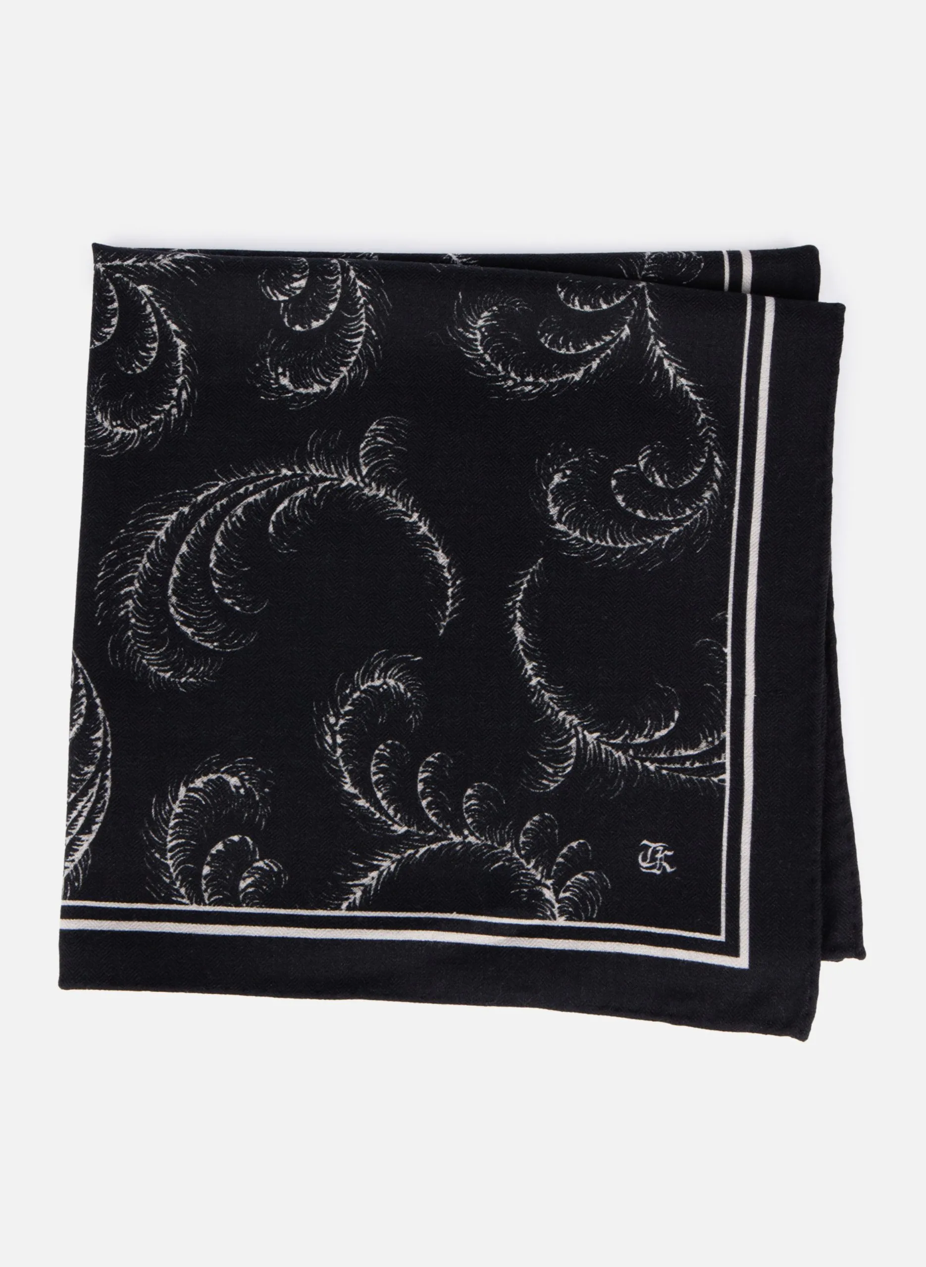 Foulard imprimé en laine et soie Noir
