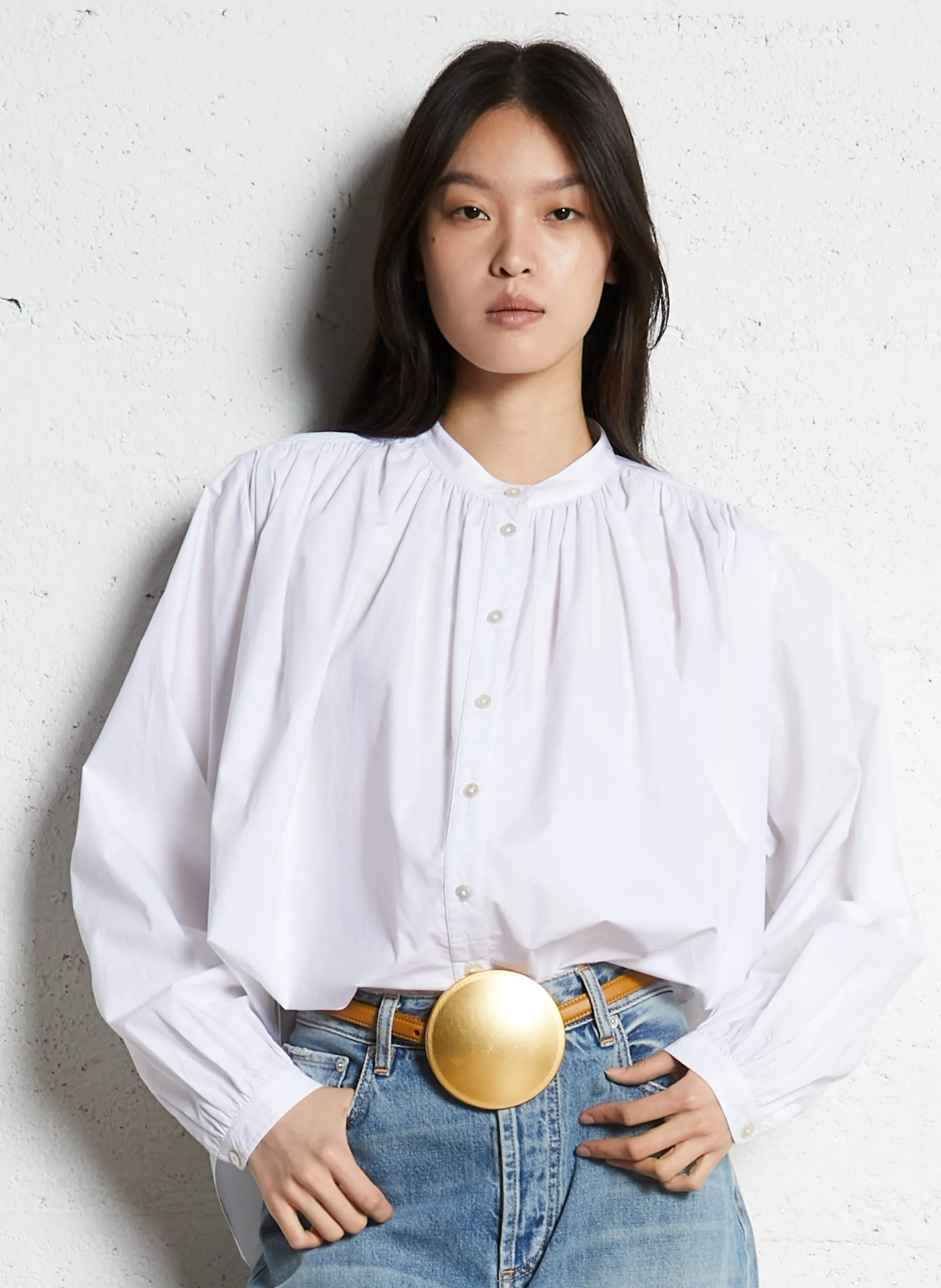 Chemise ample en coton Blanc POPPY