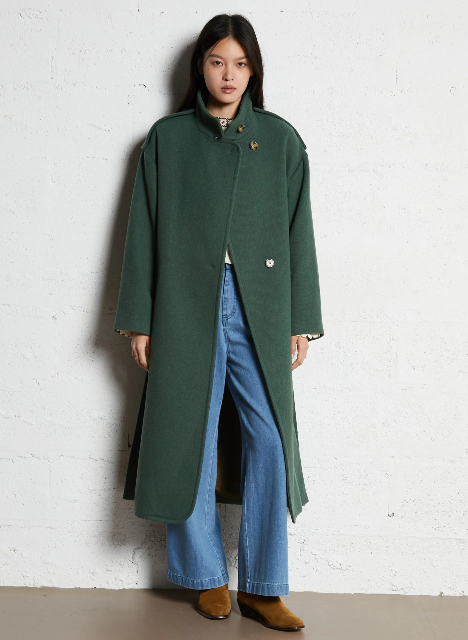Manteau droit Vert THESSY