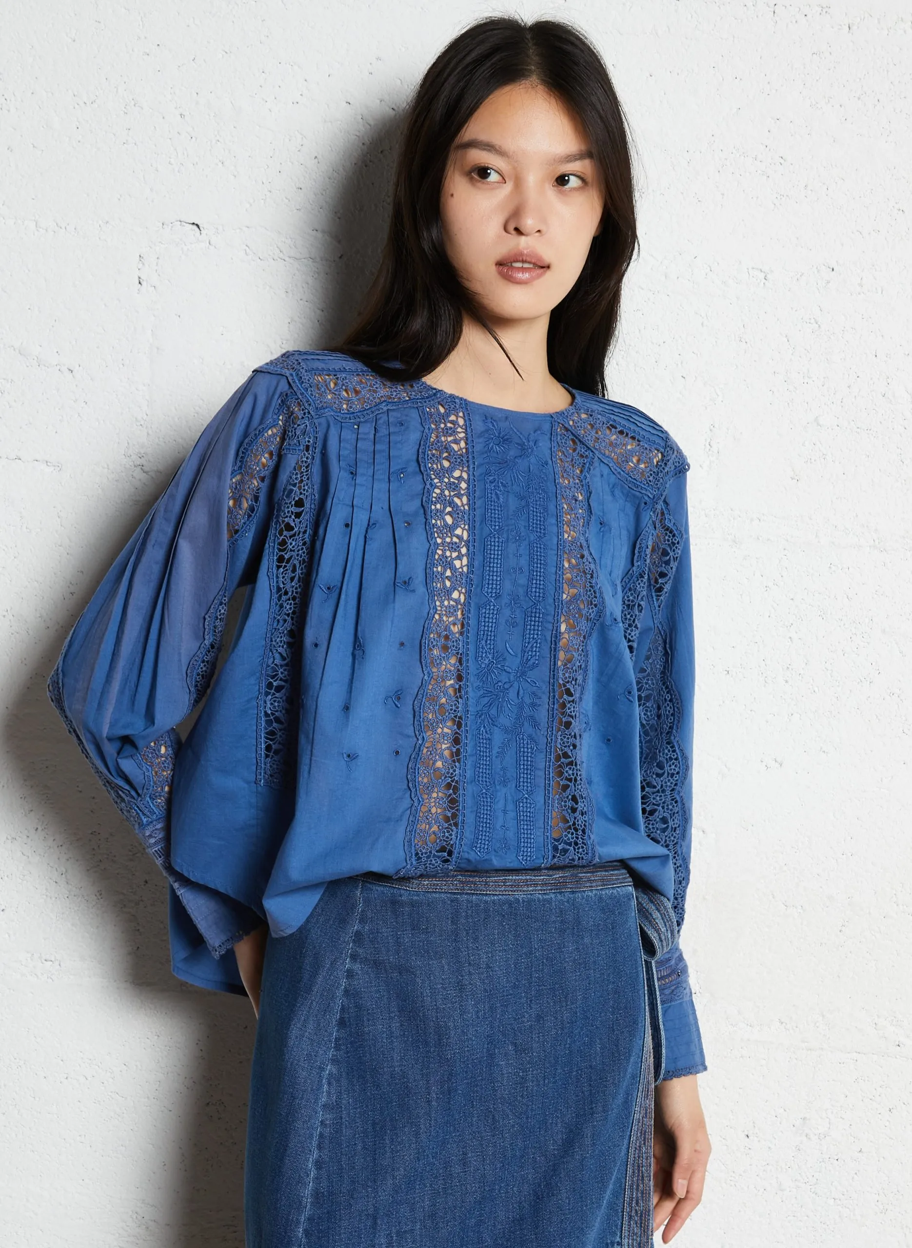 Chemise oversize en coton Bleu JEANNINE