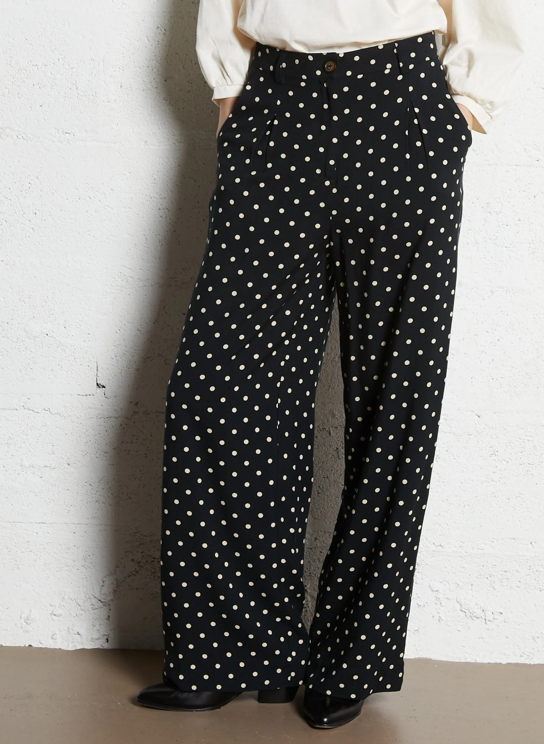 Pantalon large à pois Noir CURT