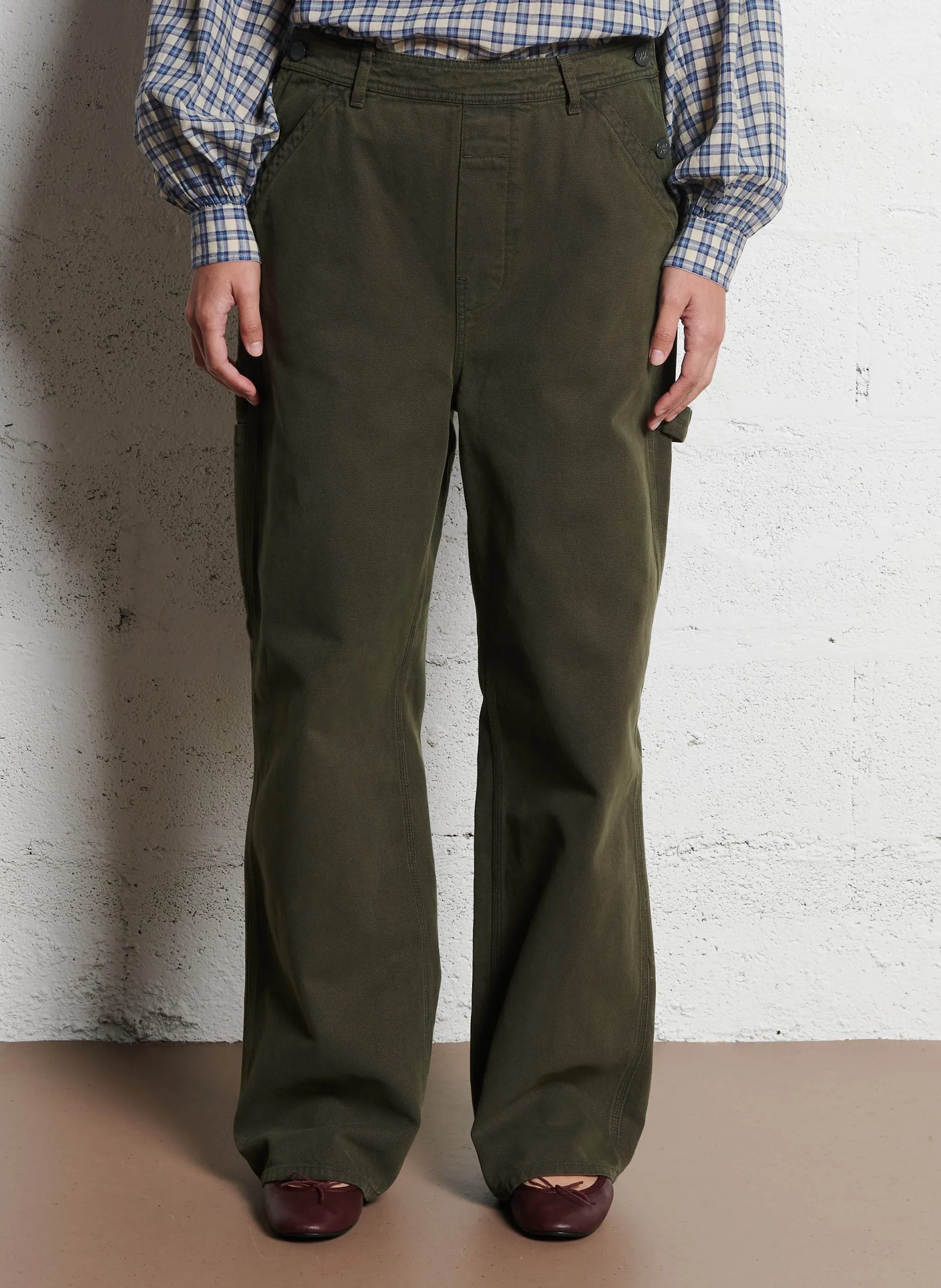 Pantalon droit en coton Kaki CARPENTER