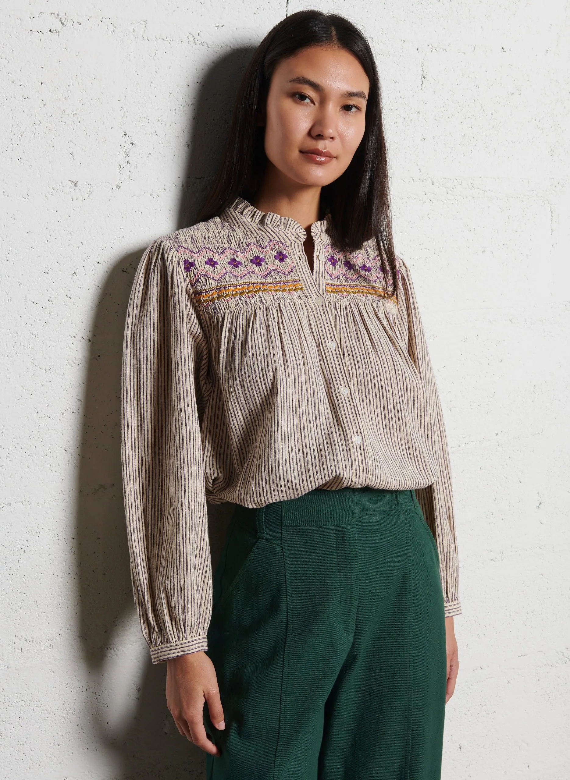 Blouse droite en coton imprimé Multicolore LOUISE