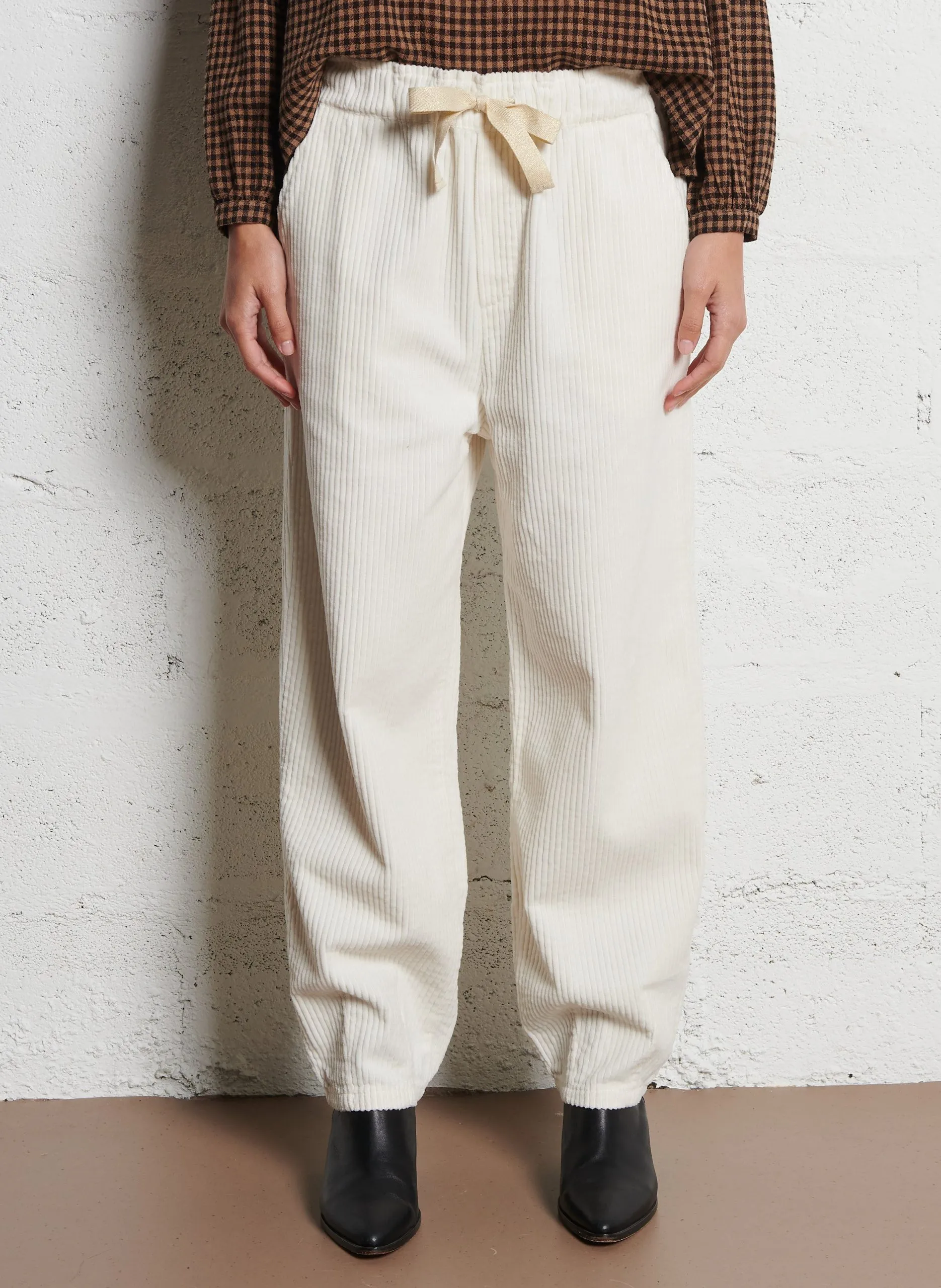 Pantalon large en velours côtelé Beige CLARK