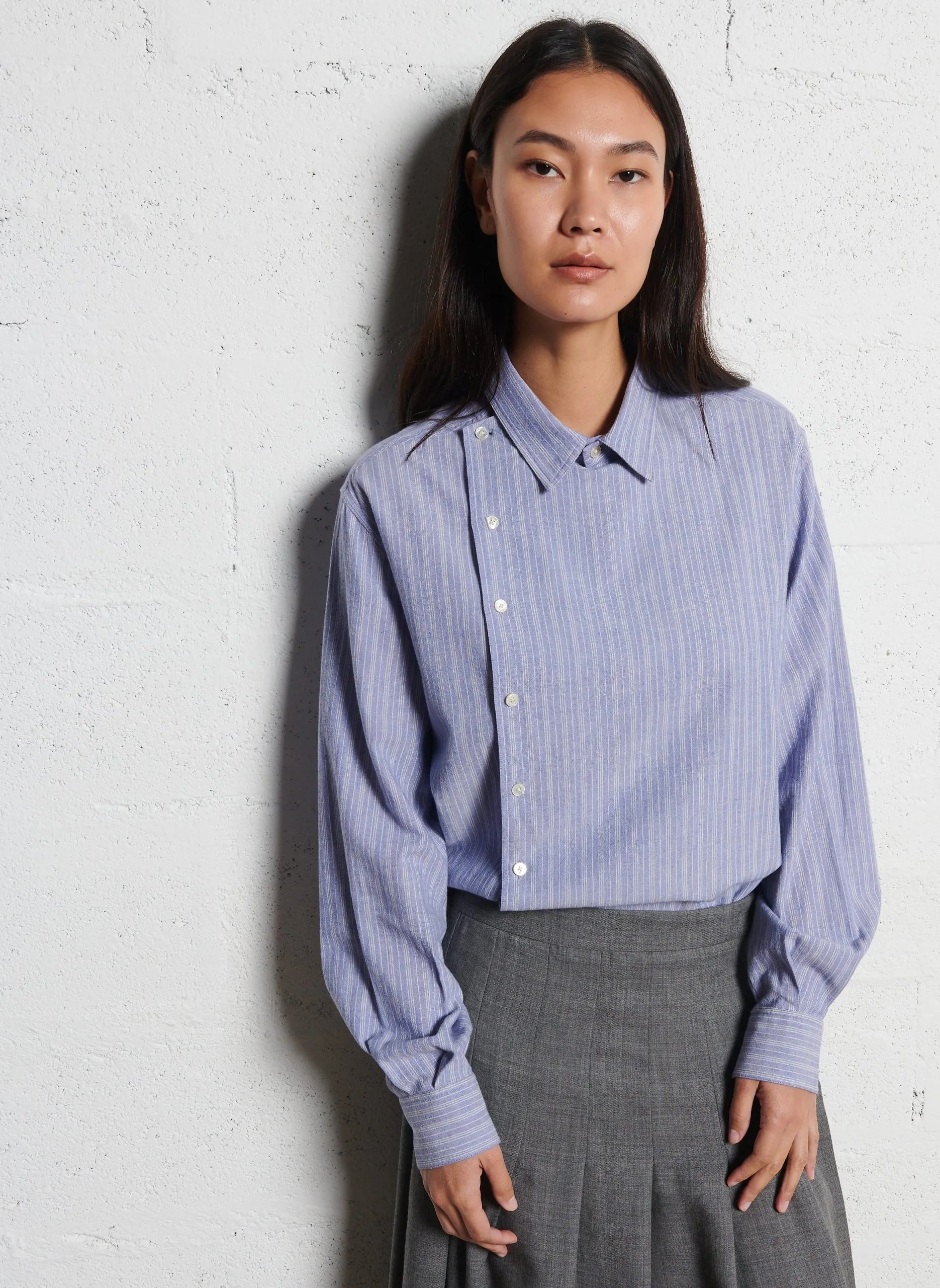 Chemise droite en coton Bleu MARINA