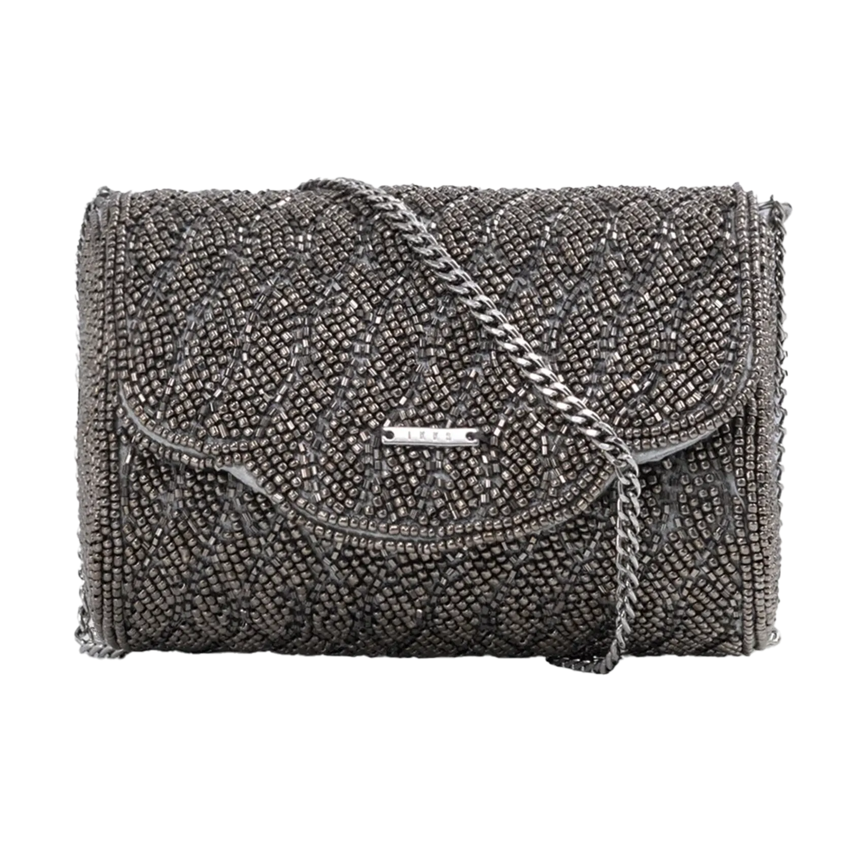 Sac bandoulière perlé Argent