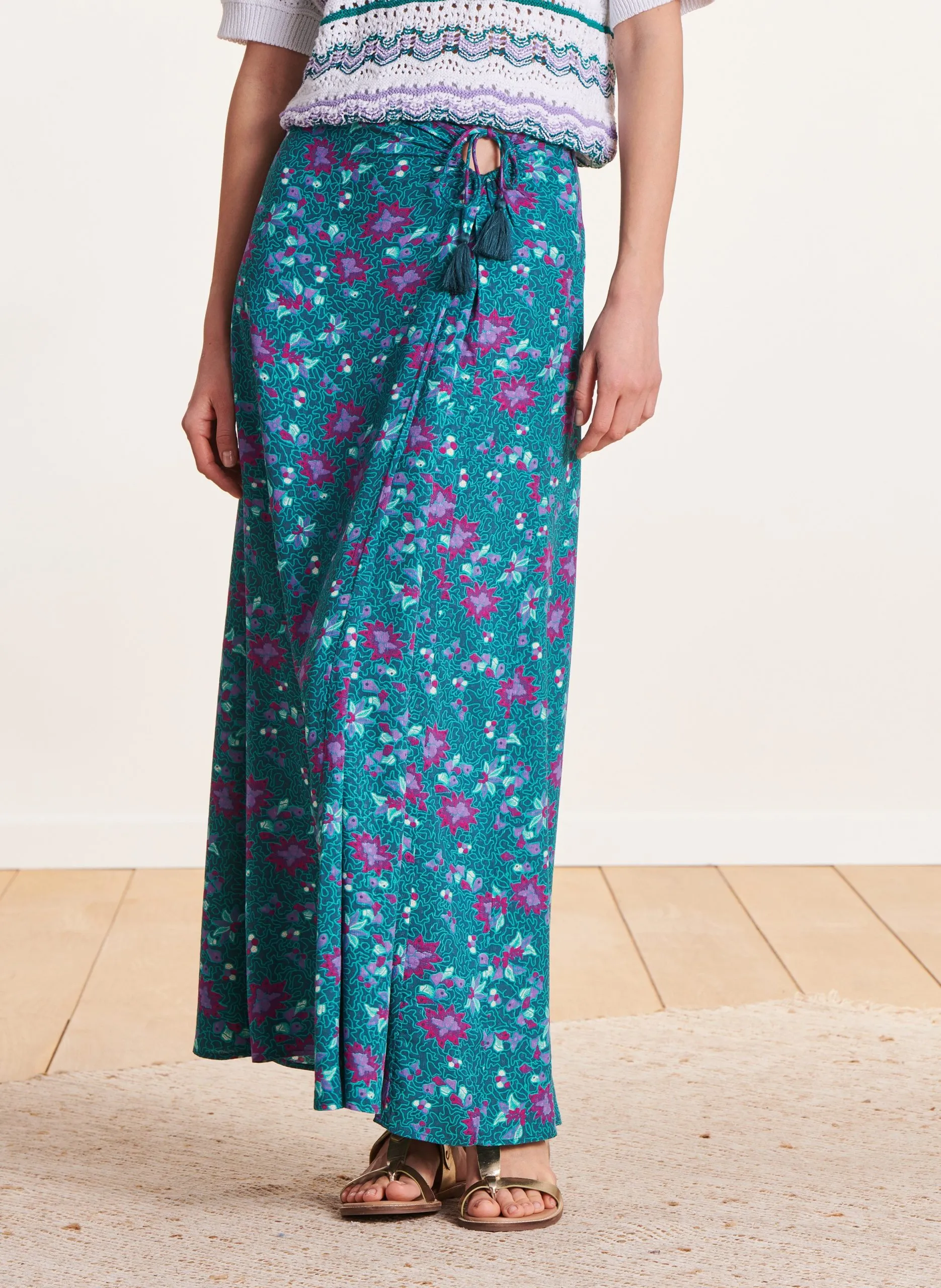 Jupe longue imprimée Vert