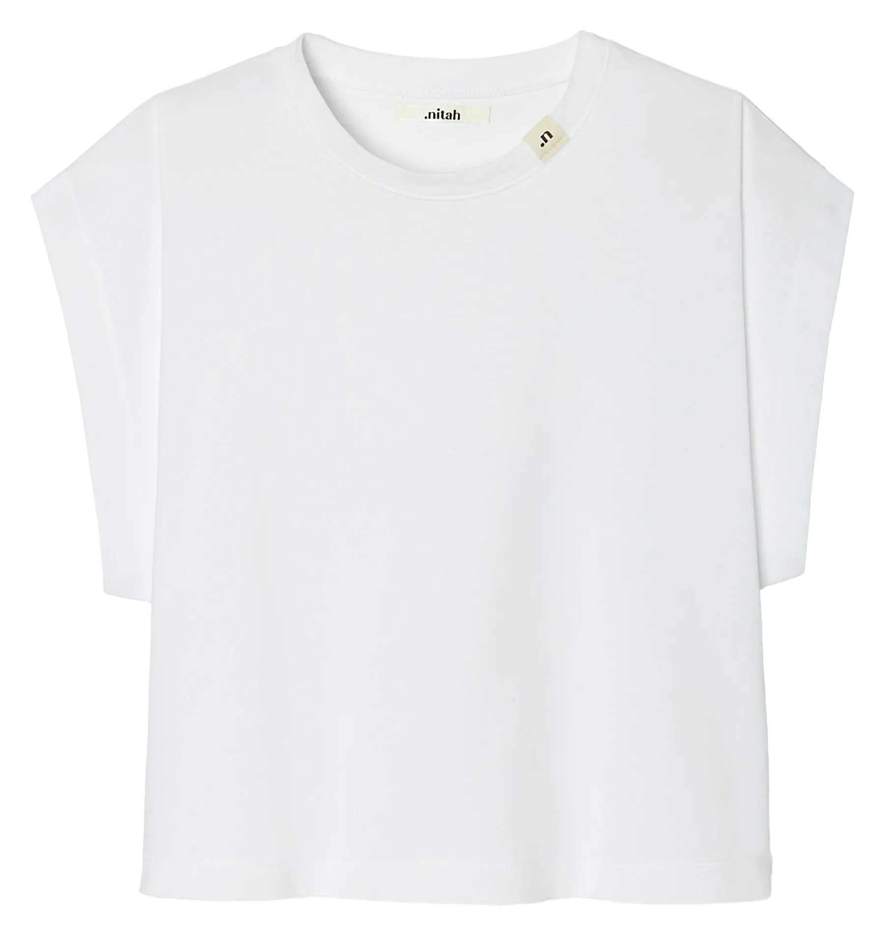 Tee-shirt uni droit avec étiquette marque Blanc ALEX