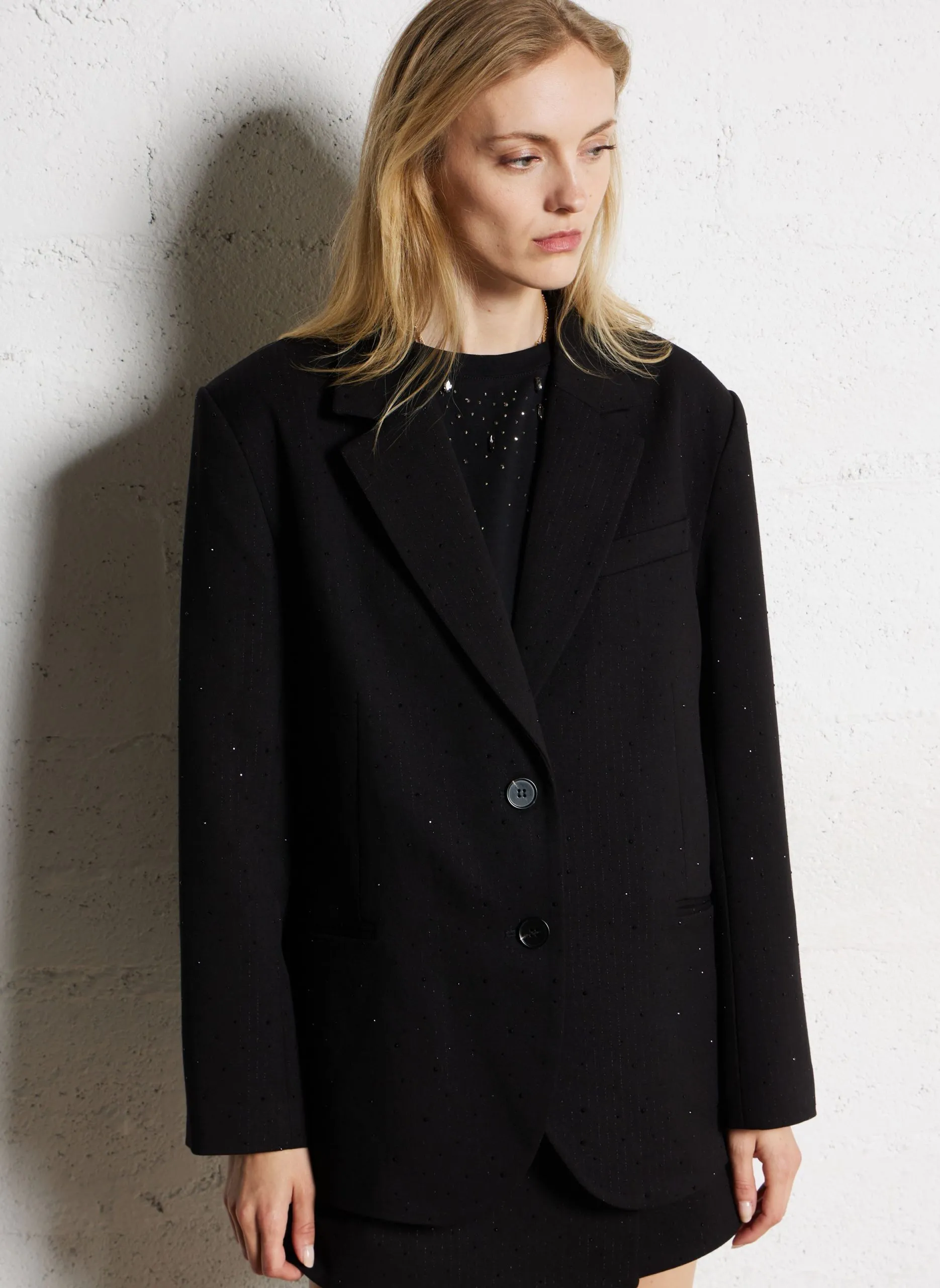 Veste tailleur à strass Noir DARKO