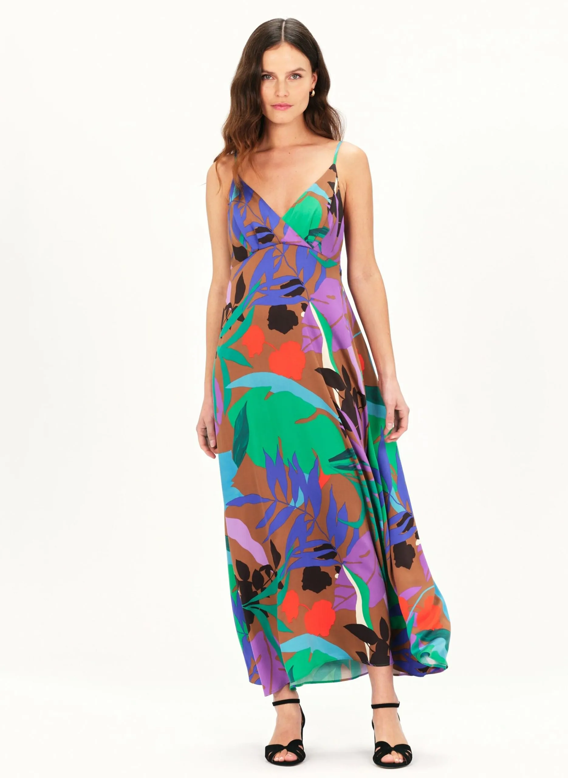 Robe longue cache-cœur imprimée Vert 242R-ROMARY