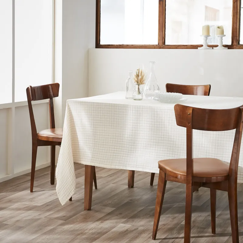 Nappe de table "vickie" 150 x 250 cm "gaze de coton tissé teint" Beige