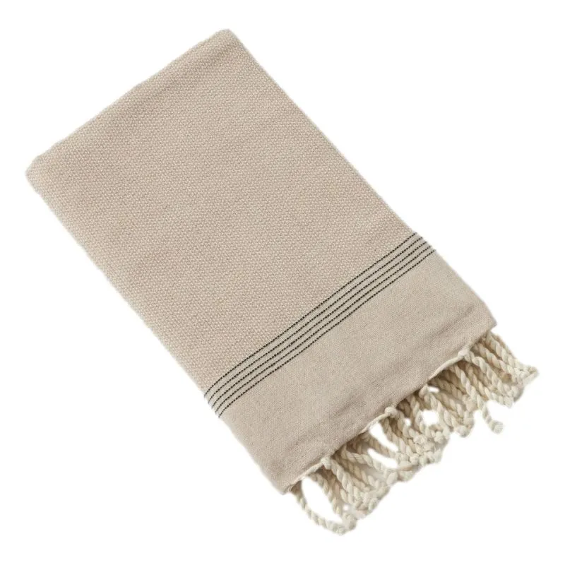 Fouta avec franges 100 x 200 cm 100% coton recyclé Blanc