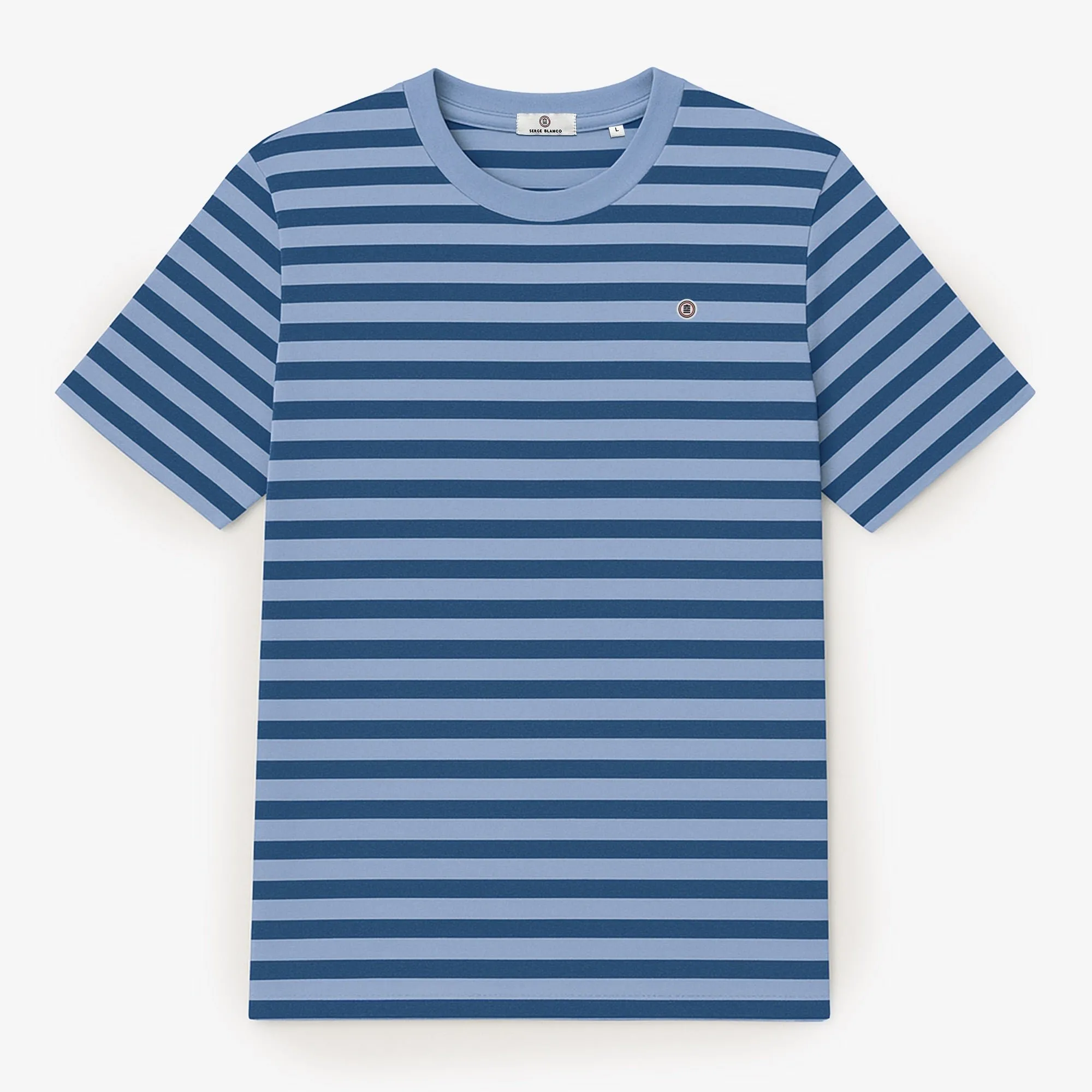 T-shirt manches courtes en coton à rayures Bleu T-SHIRT