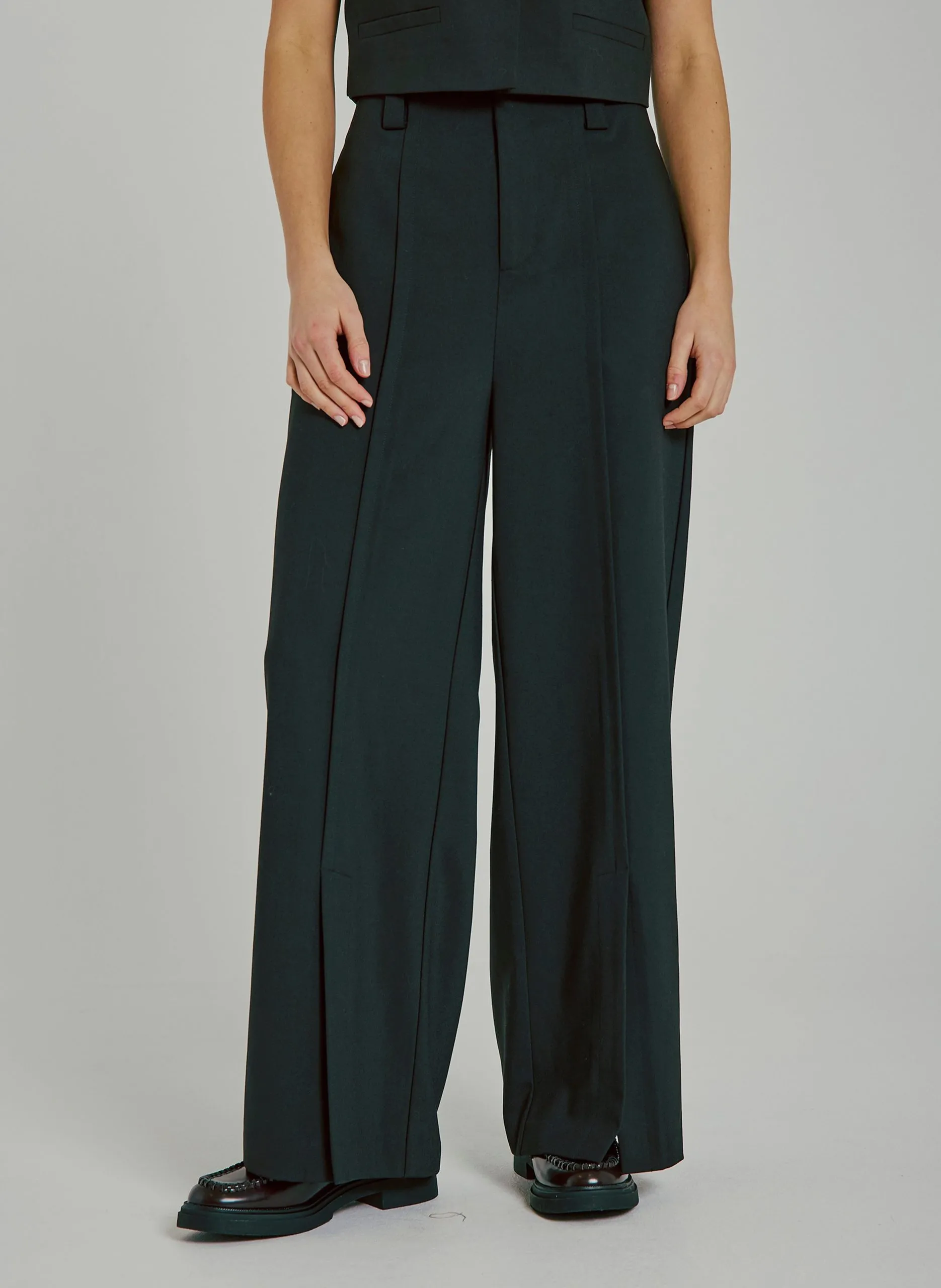 Pantalon large taille haute uni Noir KAMIN