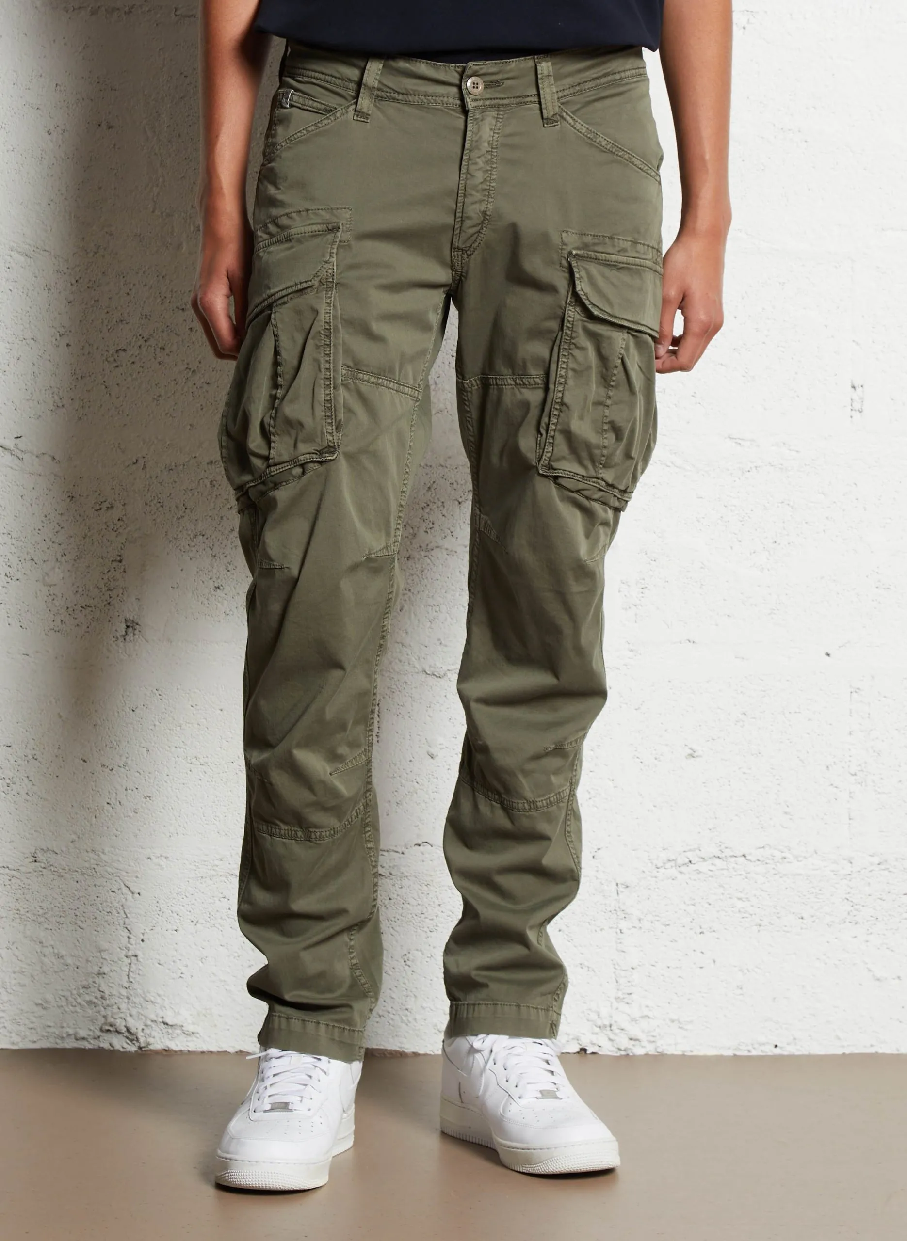 Pantalon droit en coton mélangé Vert AARON