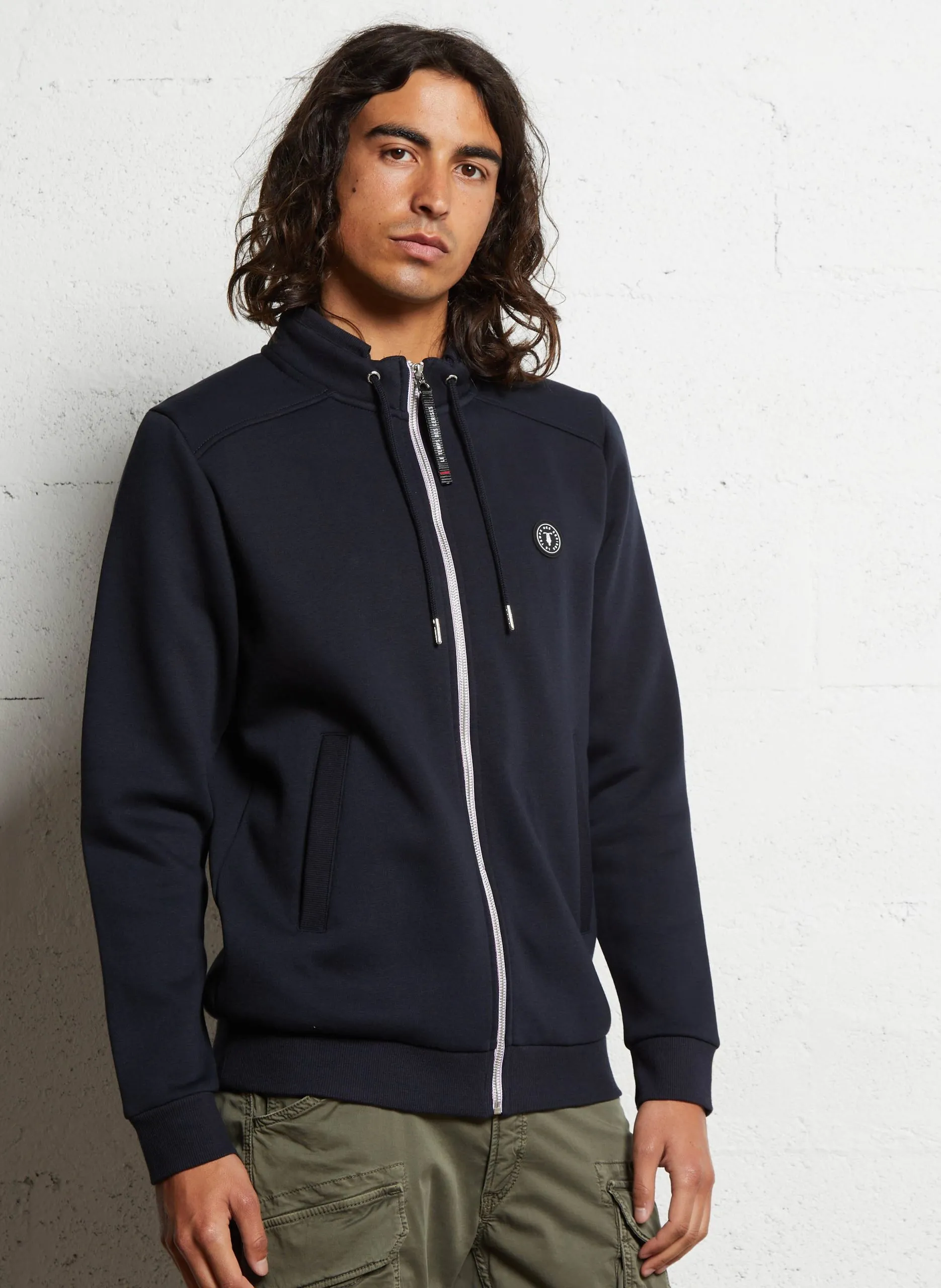 Gilet droit en coton mélangé Bleu LAGO