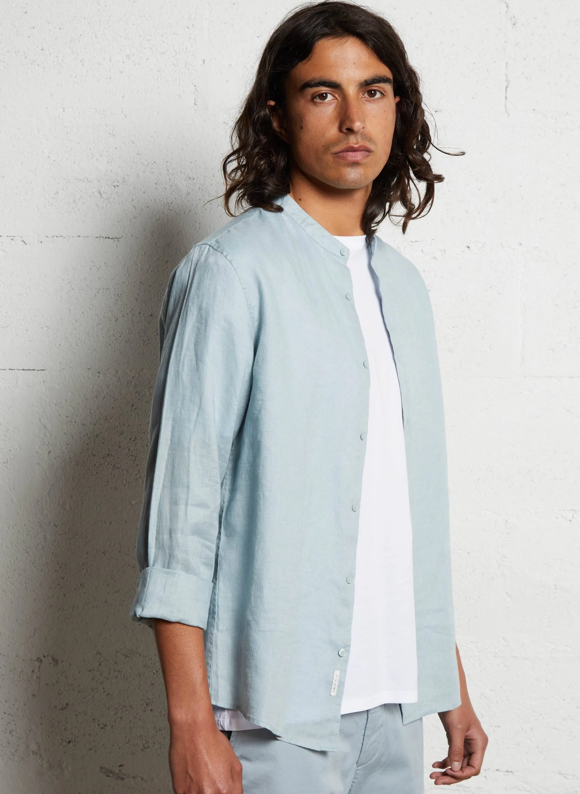 Chemise oversize en lin Bleu