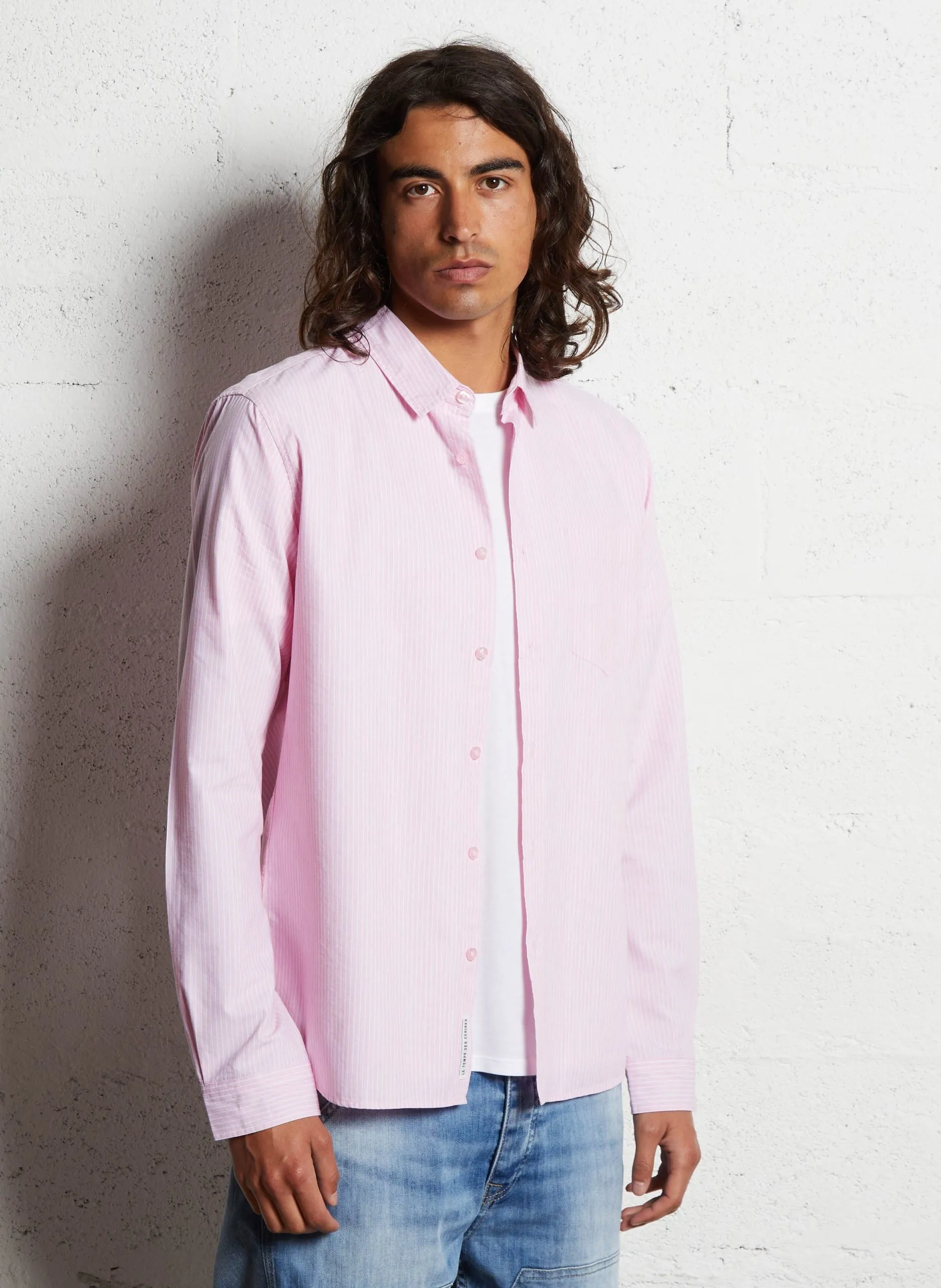 Chemise col classique à rayures Marron BIROS