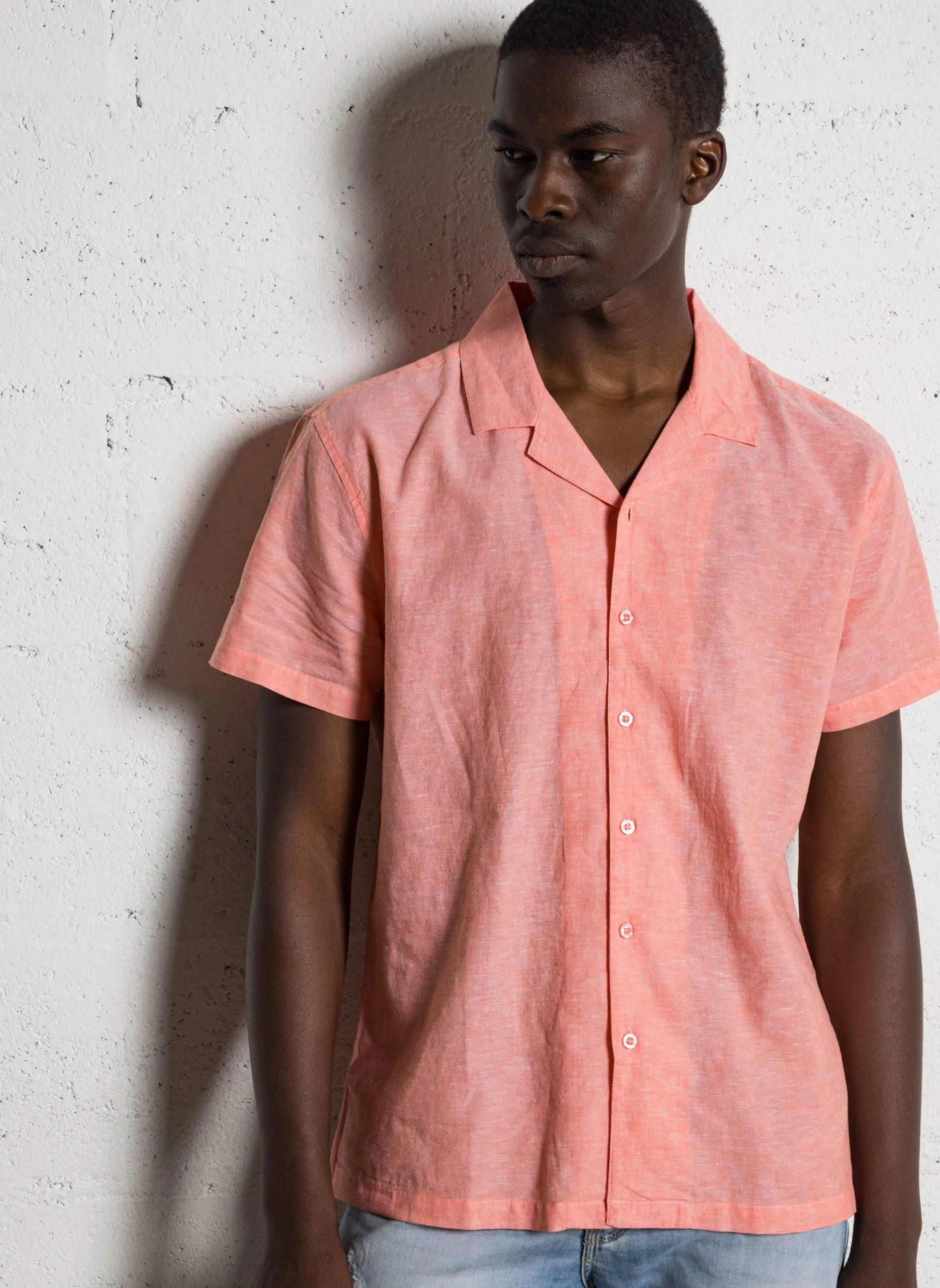 Chemise oversize en lin mélangé Rouge MINAR