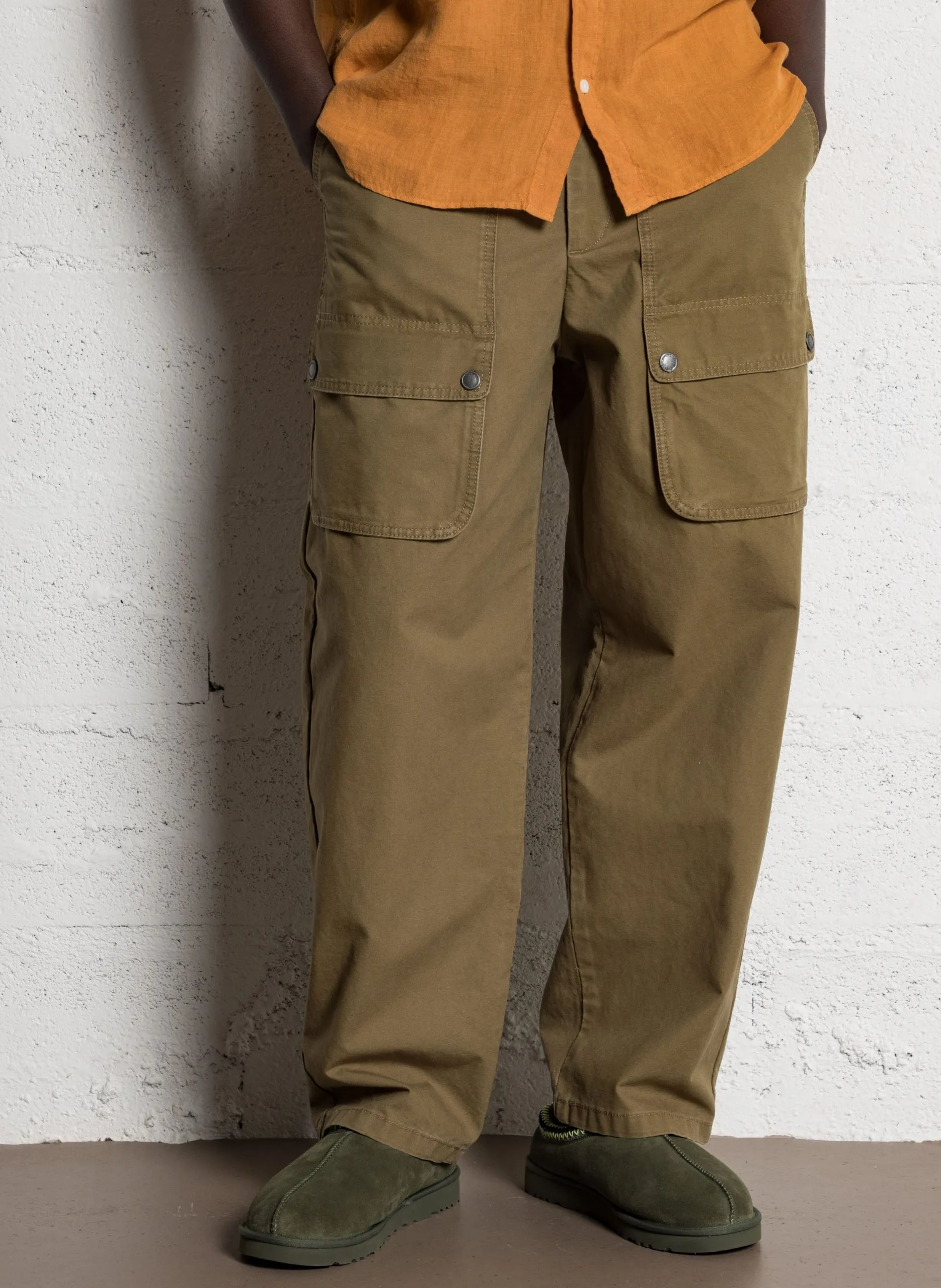 Pantalon large en coton Vert CARPENTER