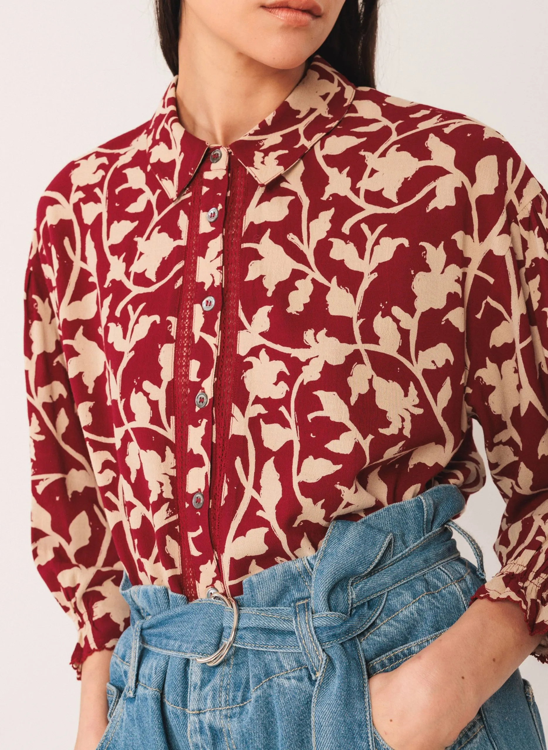 Chemise ample à motifs floraux Violet