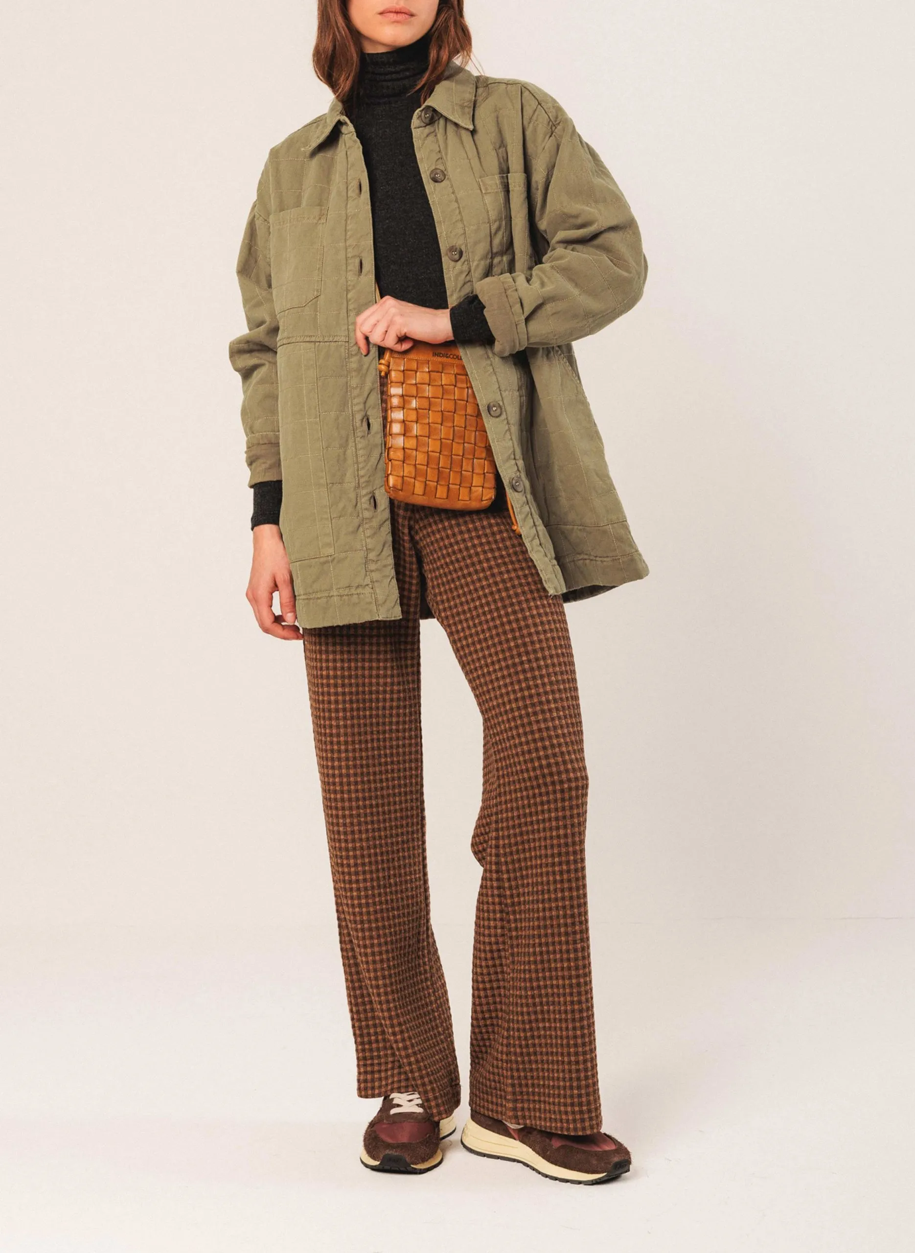 Manteau oversize en coton matelassé Kaki