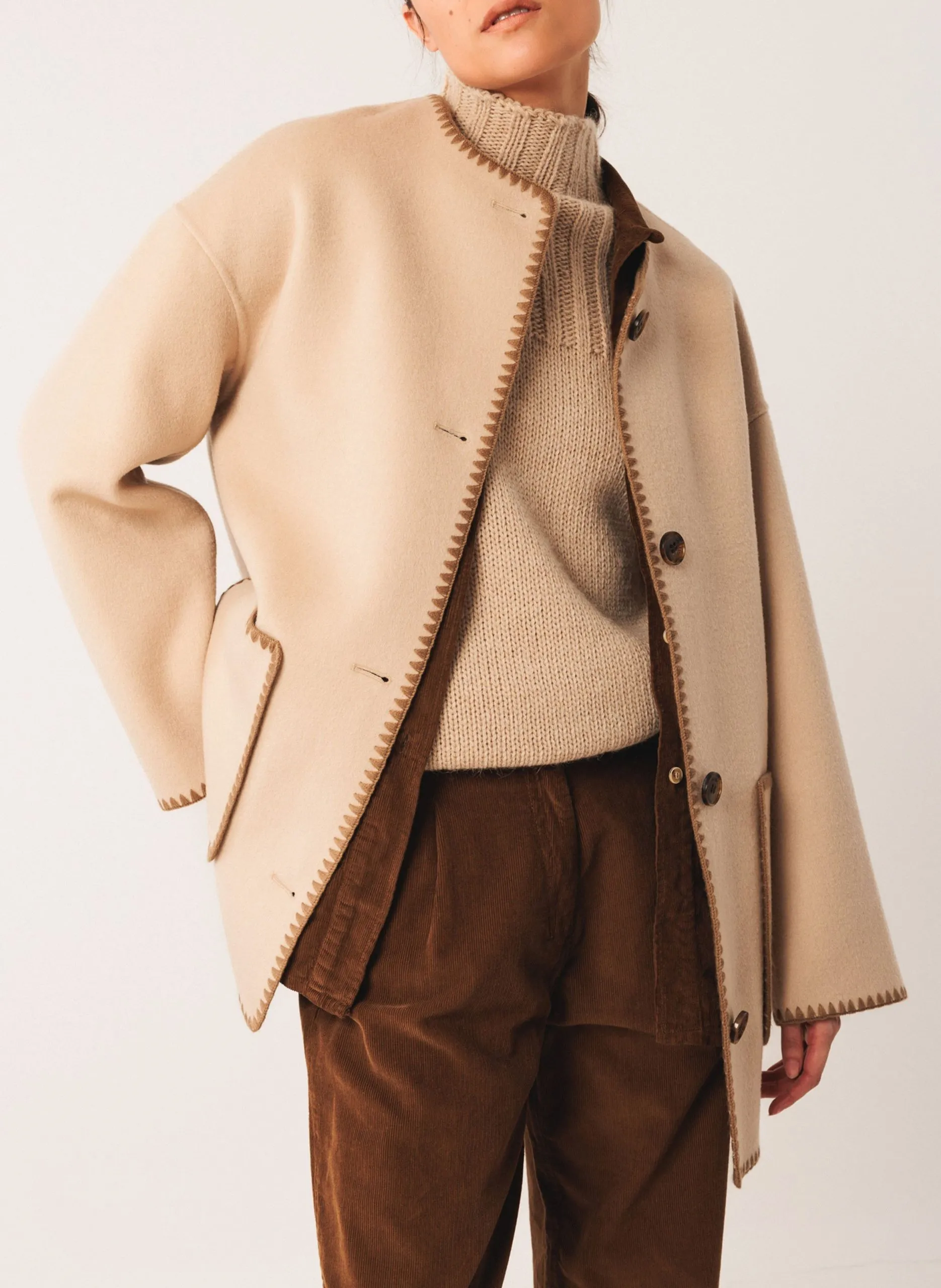 Veste droite en laine mélangée Argent