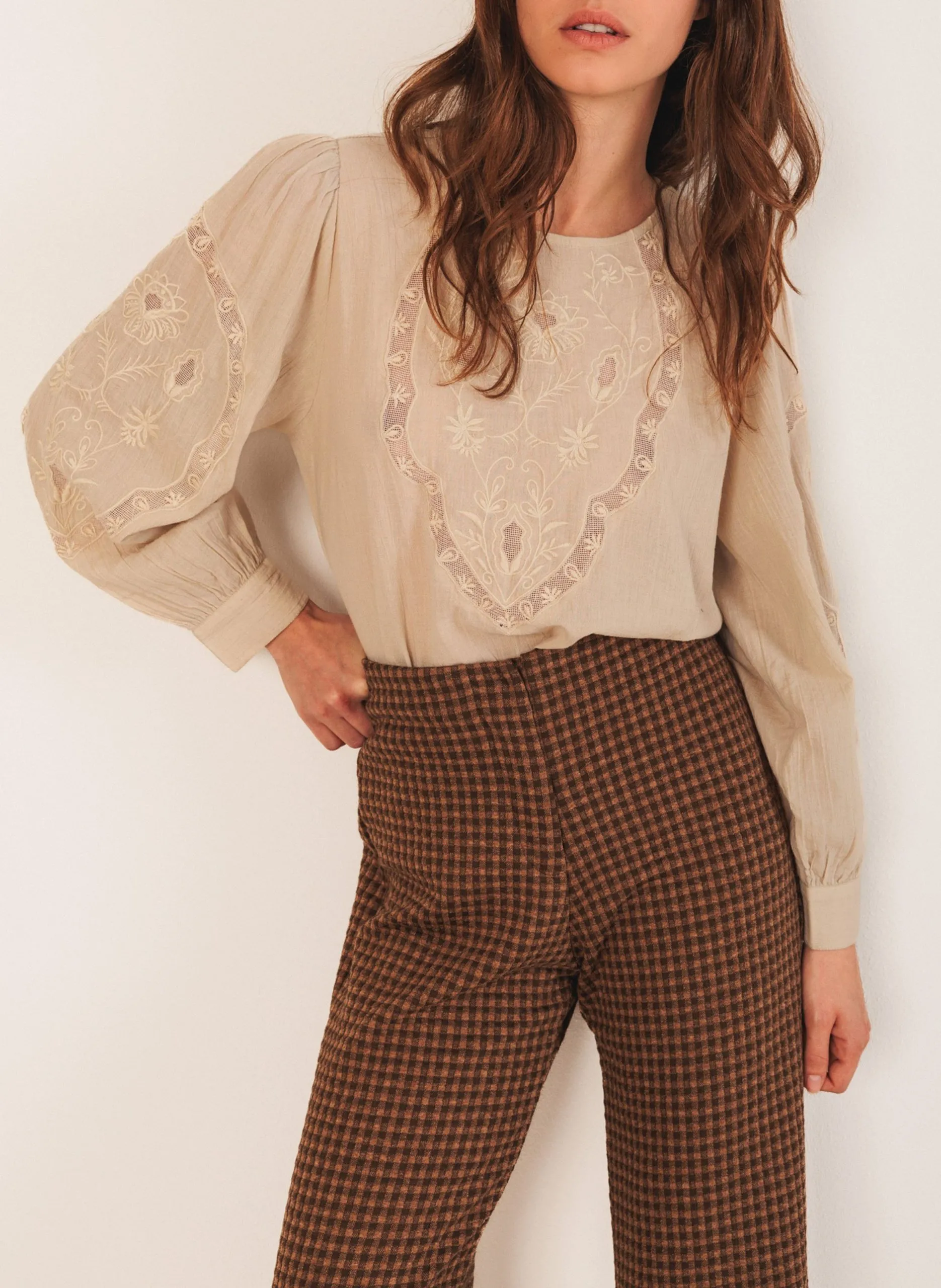 Top droit col rond en coton bio Argent