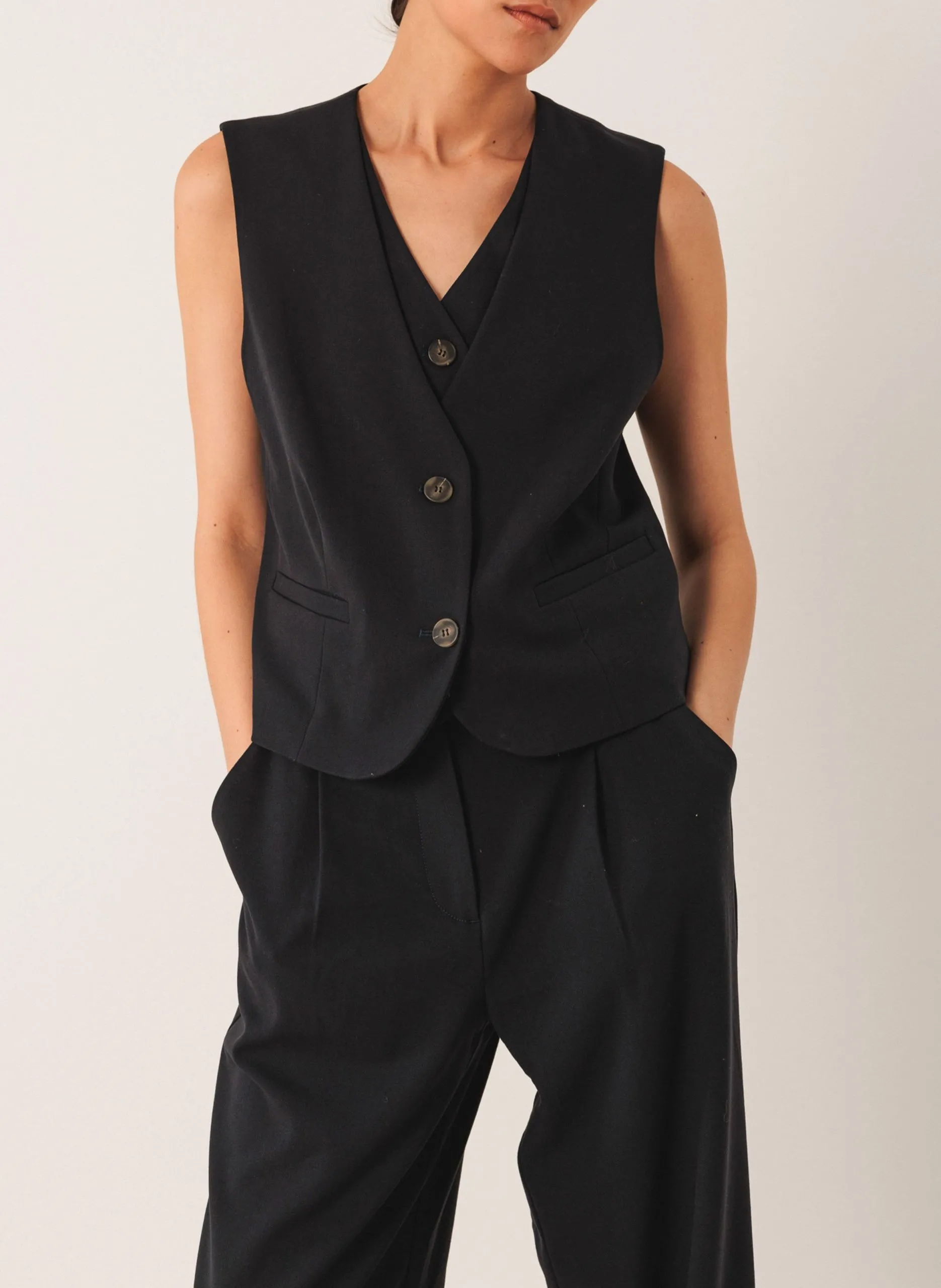 Gilet de tailleur col V Bleu