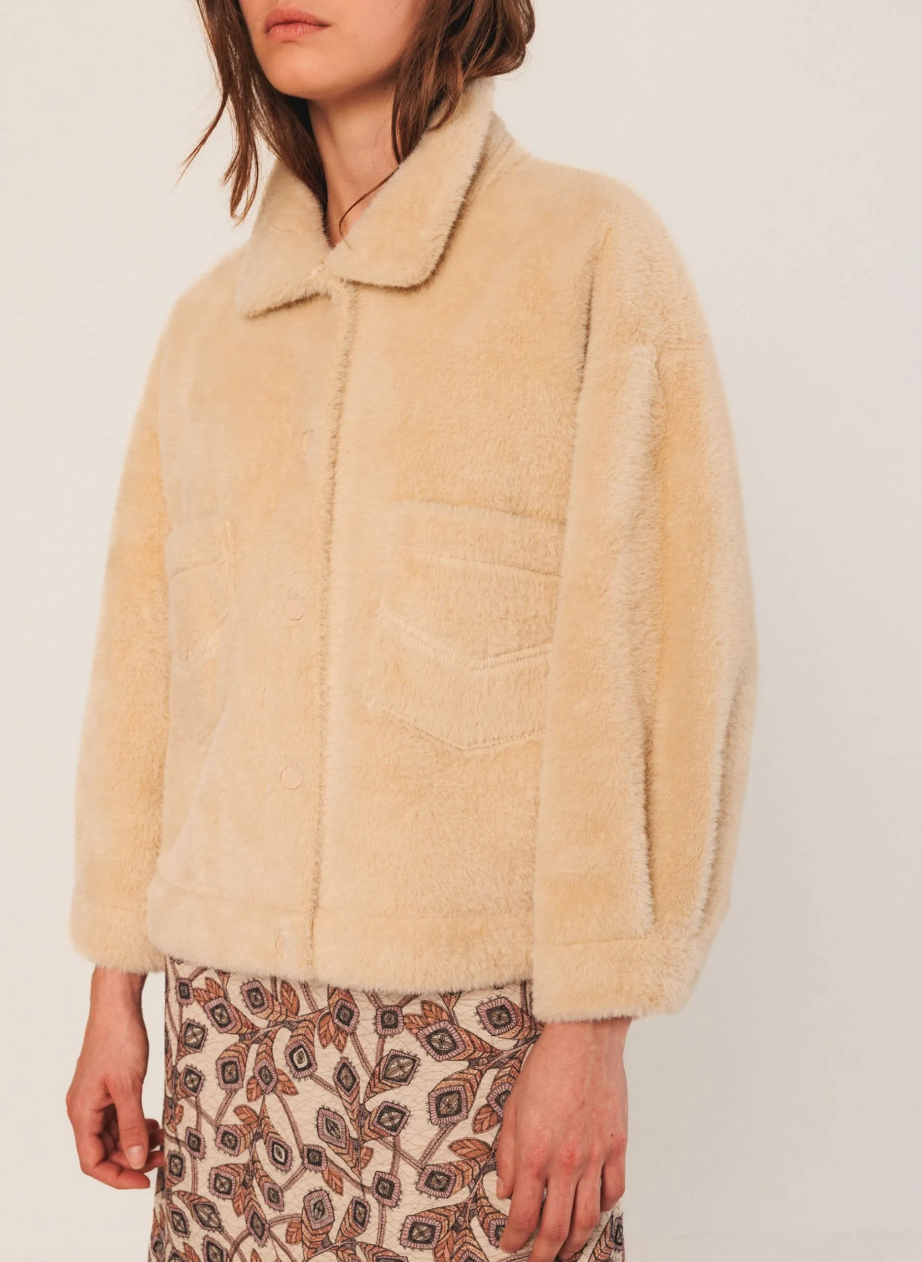 Veste oversize col classique Beige