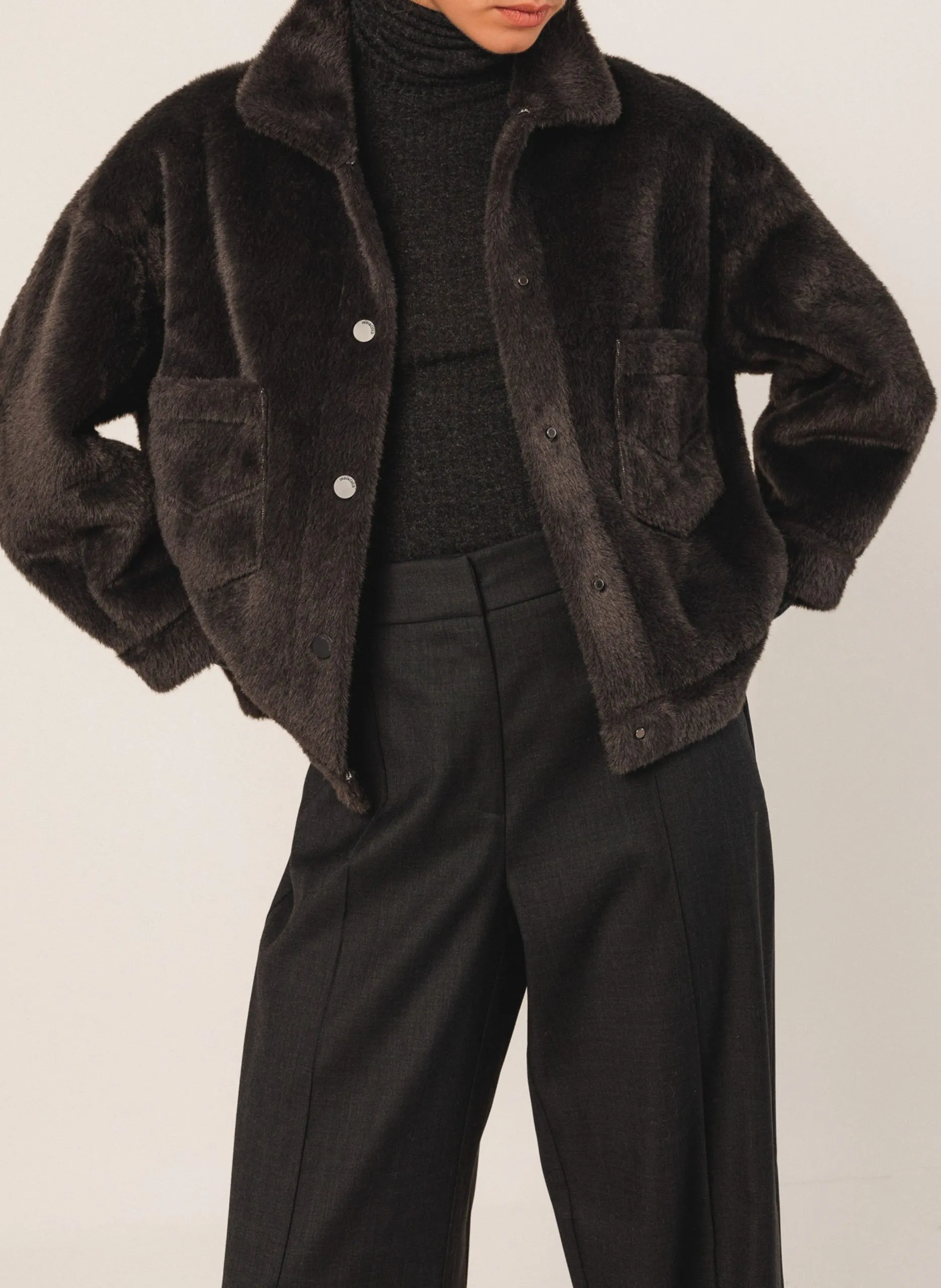 Veste oversize col classique Noir