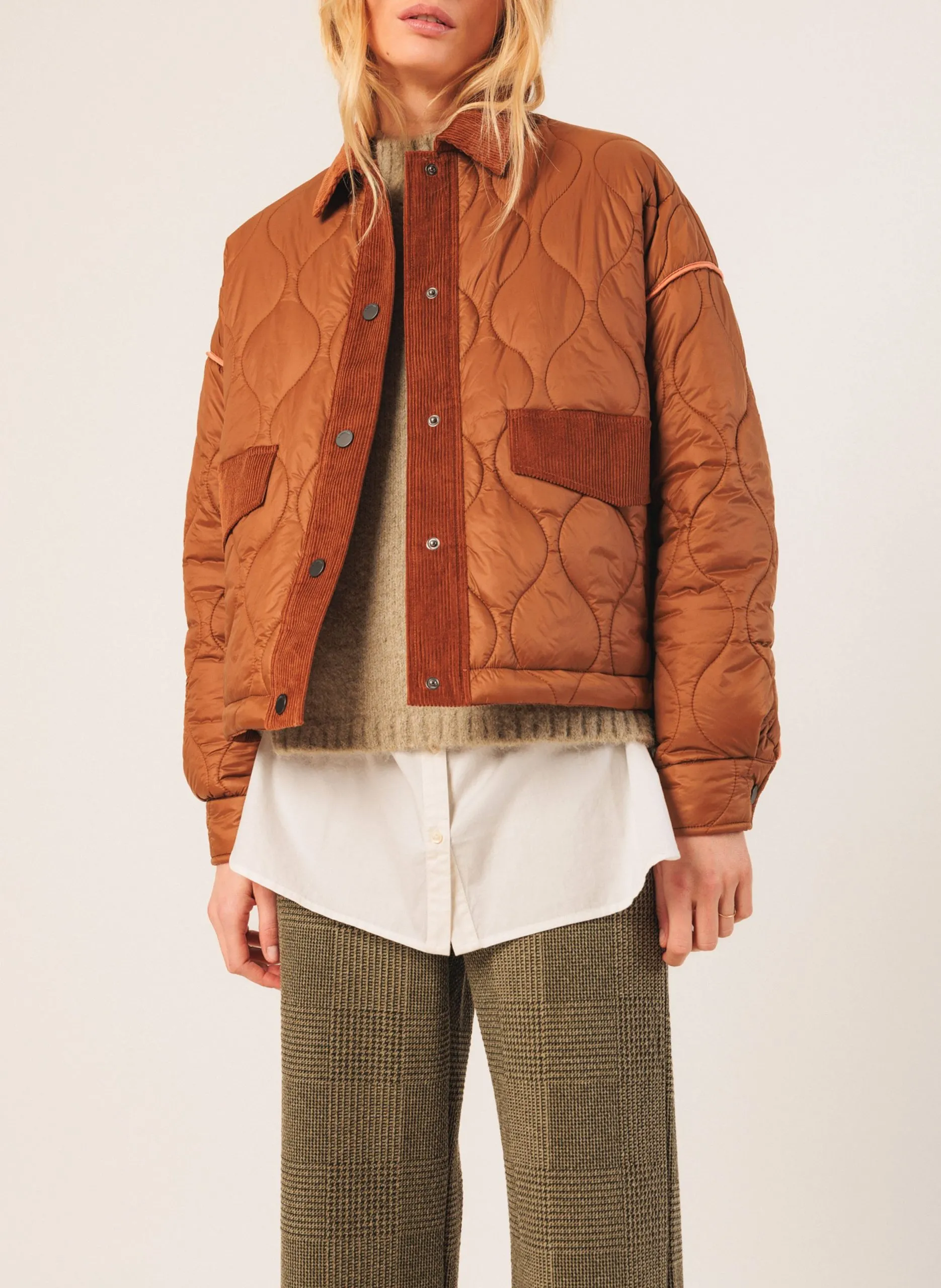 Veste oversize matelassée Marron