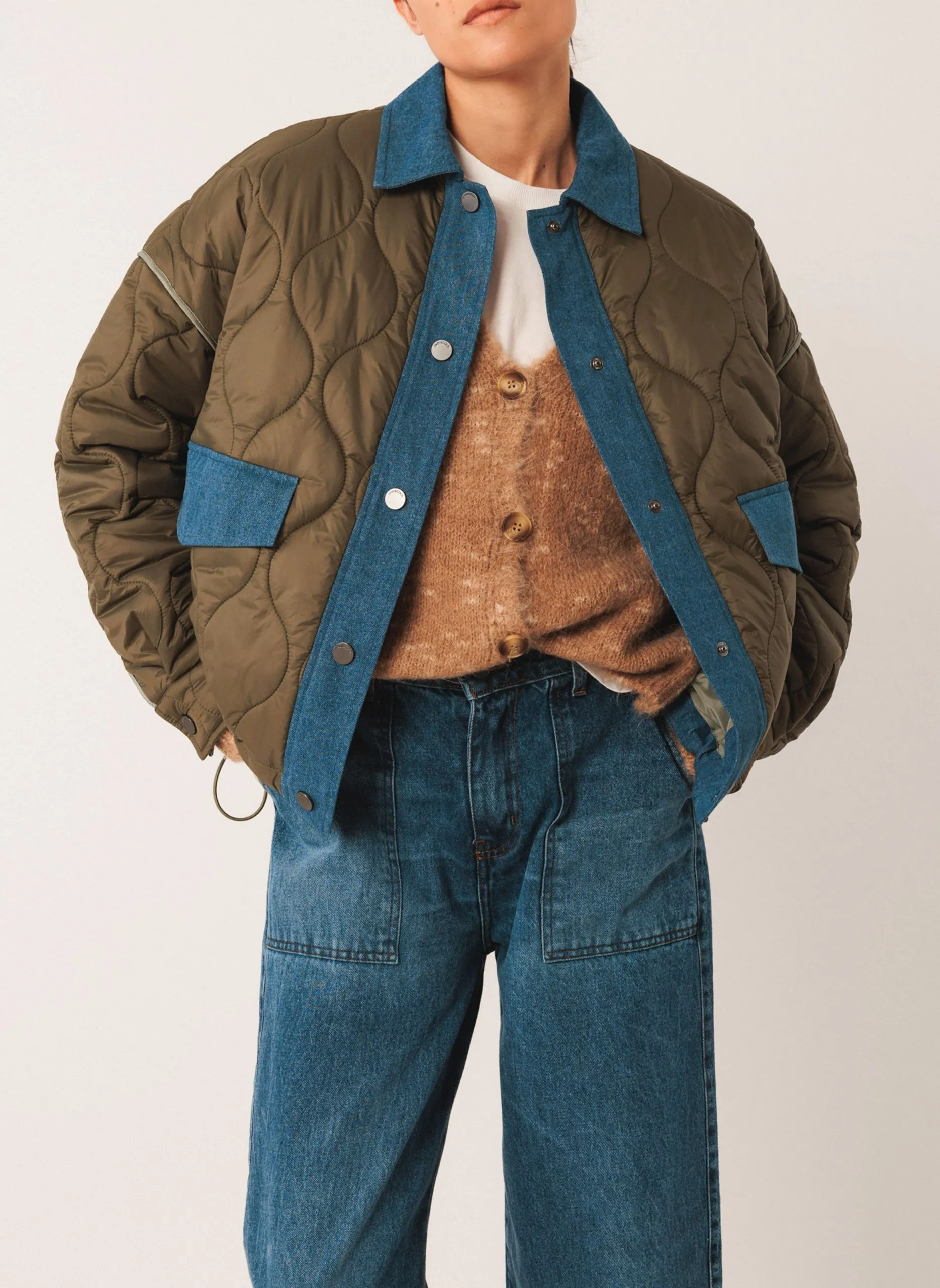 Veste oversize matelassée Kaki