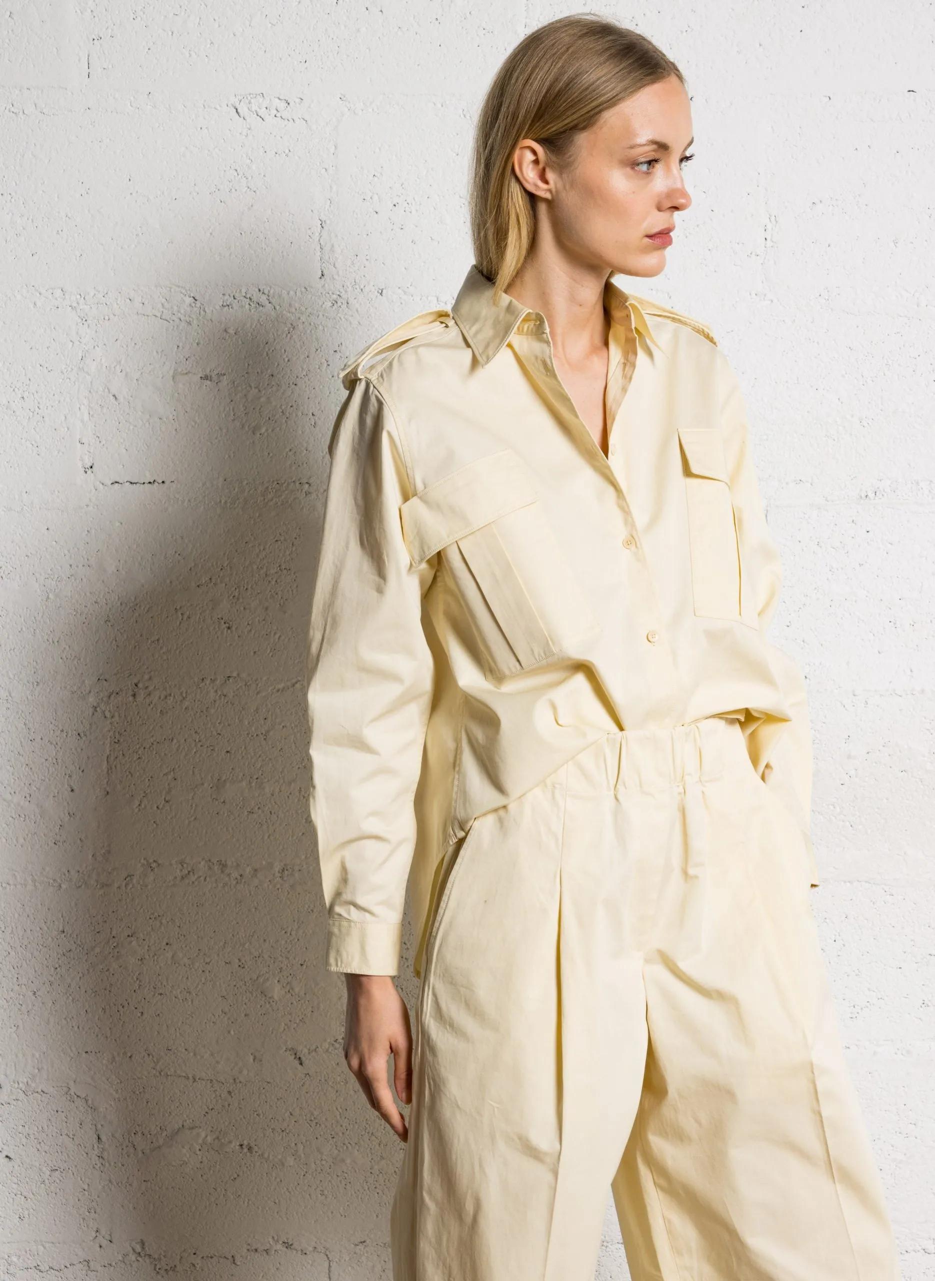 Chemise oversize en coton Beige OFFICER