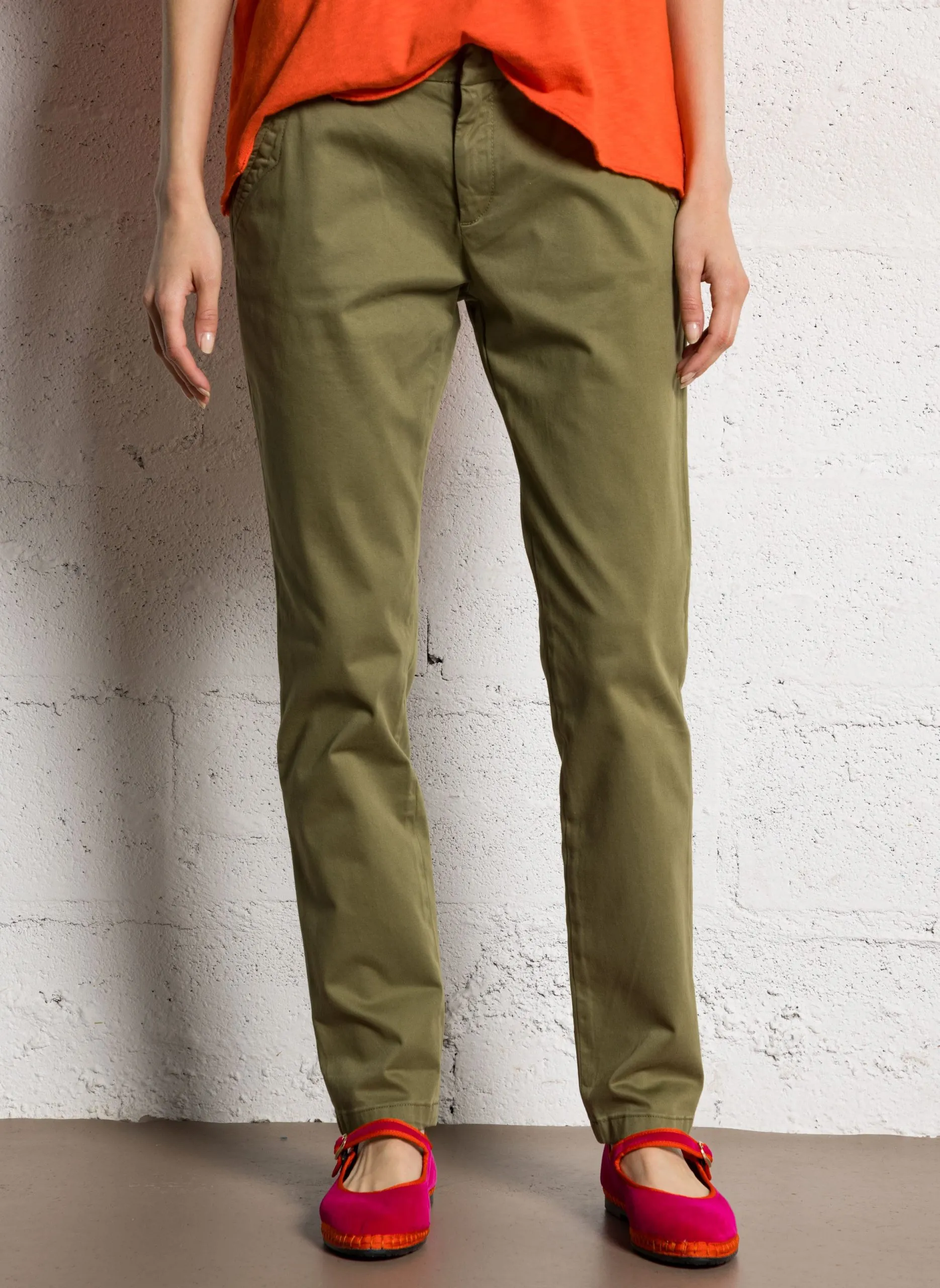 Pantalon chino en coton mélangé Vert SANDY BASIC 2