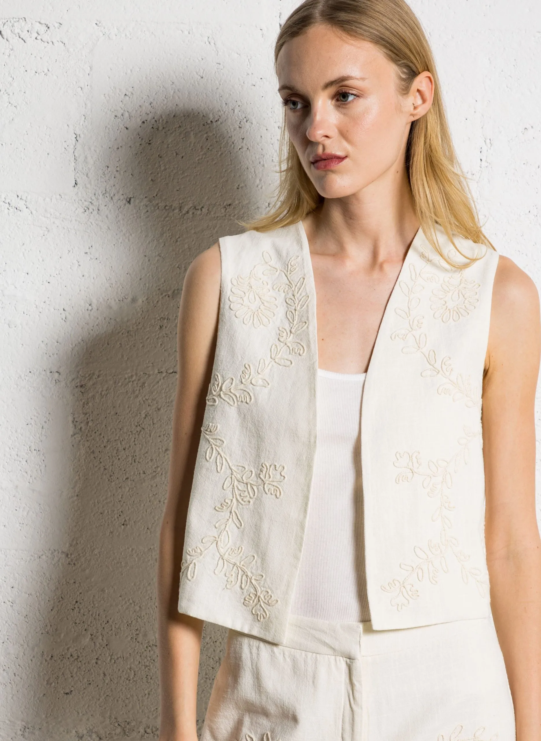 Gilet sans manches en coton Blanc CAYA