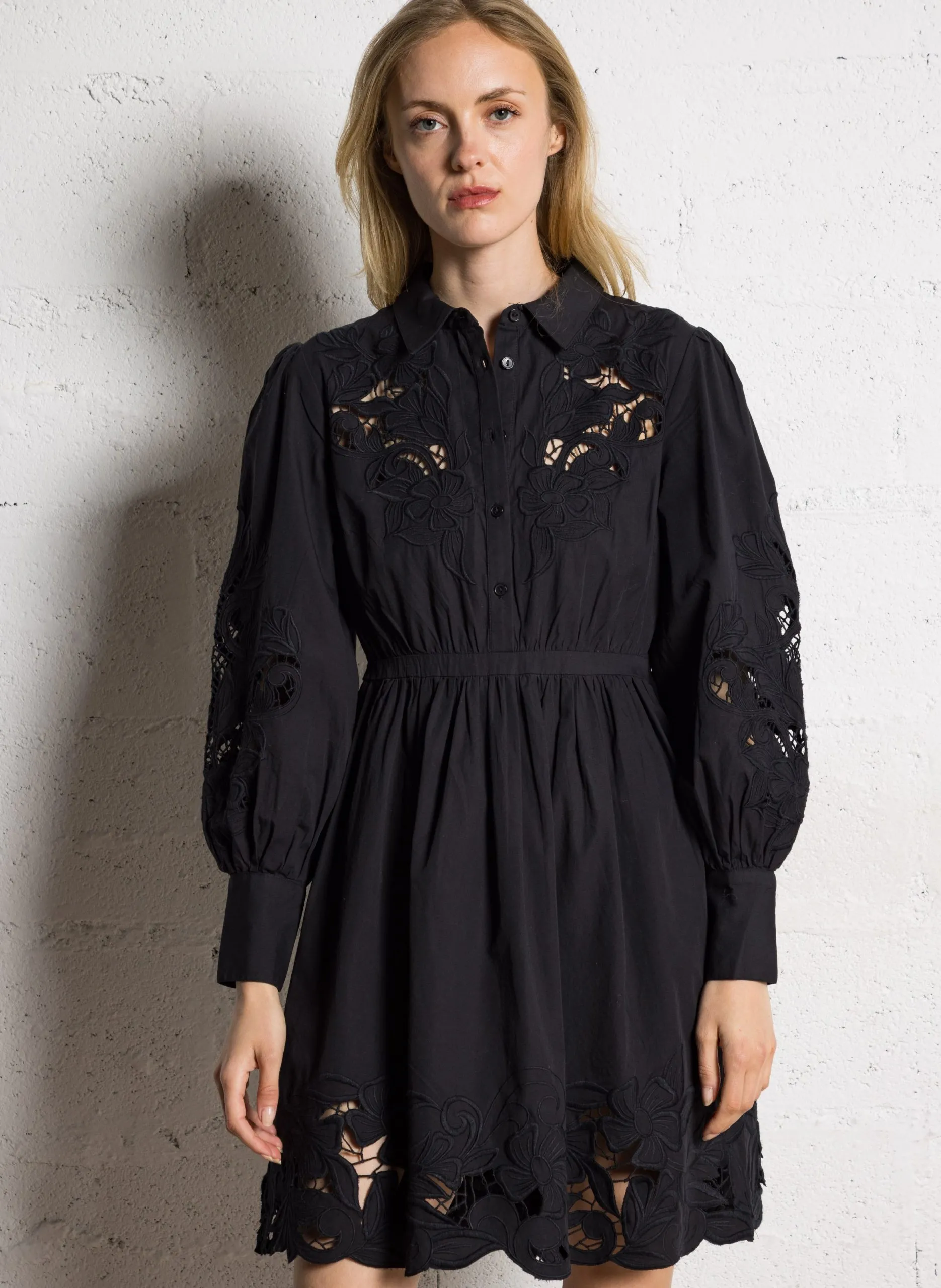 Robe chemise en coton Noir RUCKYNA