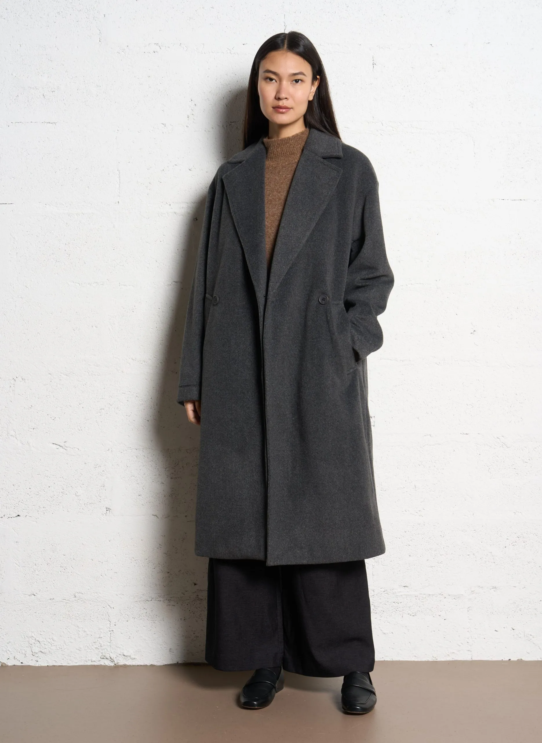 Manteau oversize col tailleur Noir JOHDI